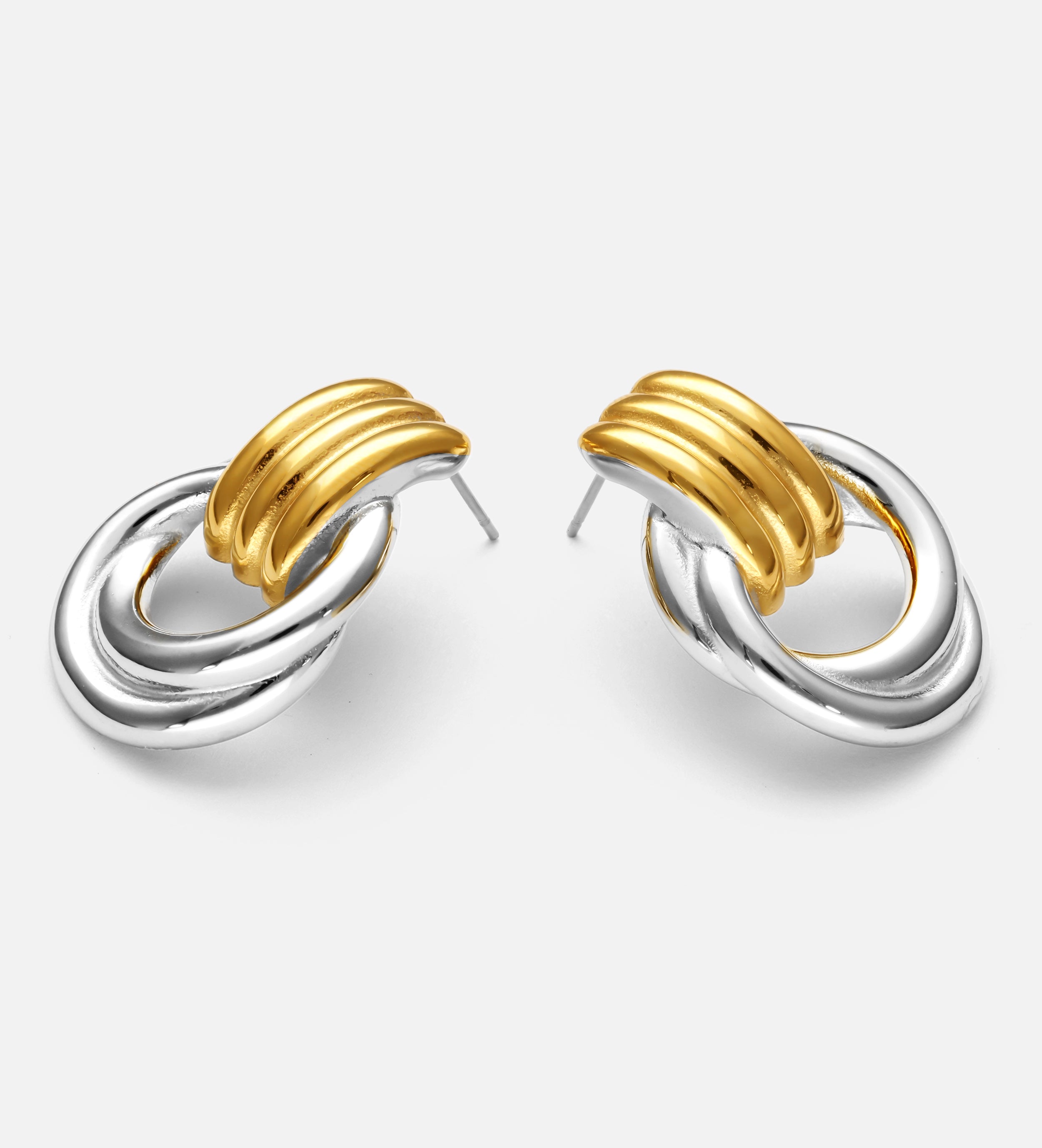 Double Knot Mixed Metal Stud Earrings