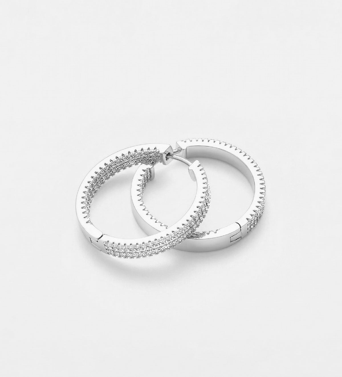 Double Row Pavé Hoops With High Quality Simulated Diamonds - Ash & Harry