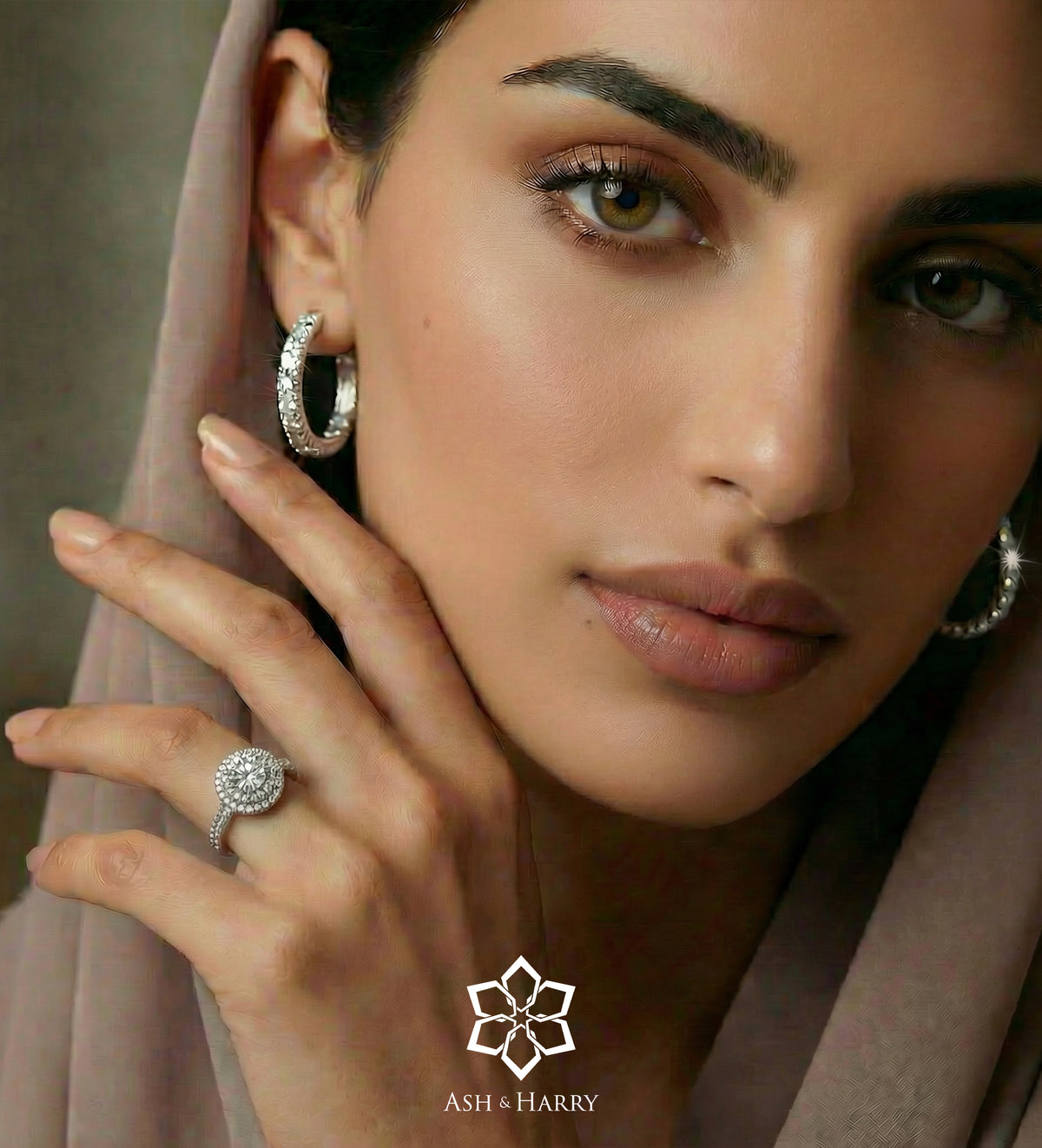 Double Halo Glow Ring in 925 Silver with High Quality Simulated Diamonds - Ash & Harry