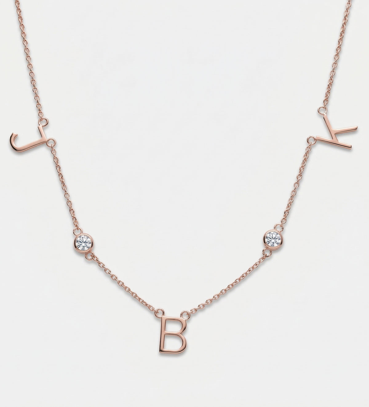 Eden Initial Necklace With .3CT Round Lab Diamond - in 18K Rose Gold Plating on 925 Silver - Ash & Harry