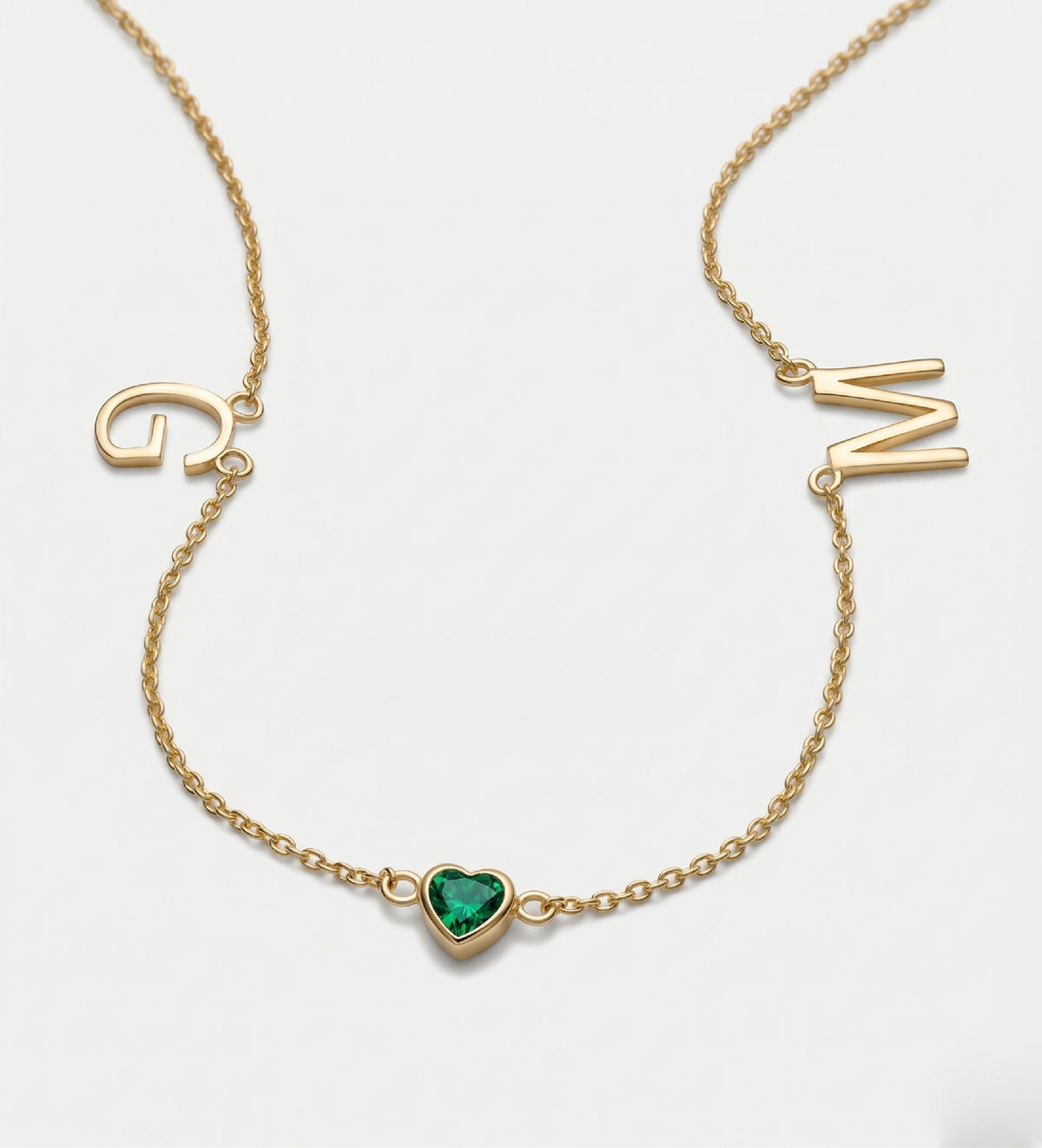 Eden Initial Necklace With 0.2ct Heart Shaped Lab Crafted Gemstone in 18K Gold Plating on 925 Silver - Ash & Harry