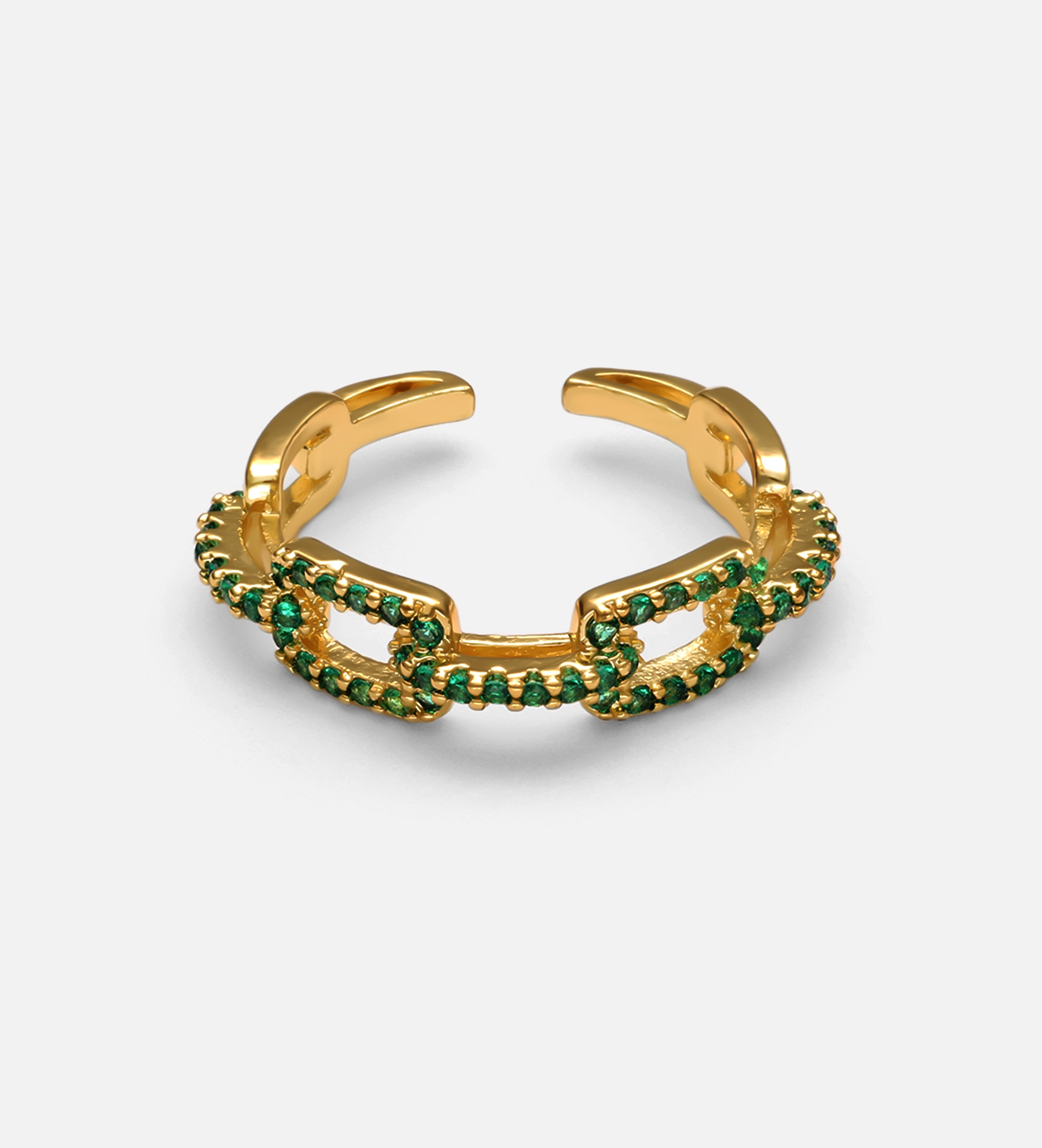 Emerald Link Chain Ring