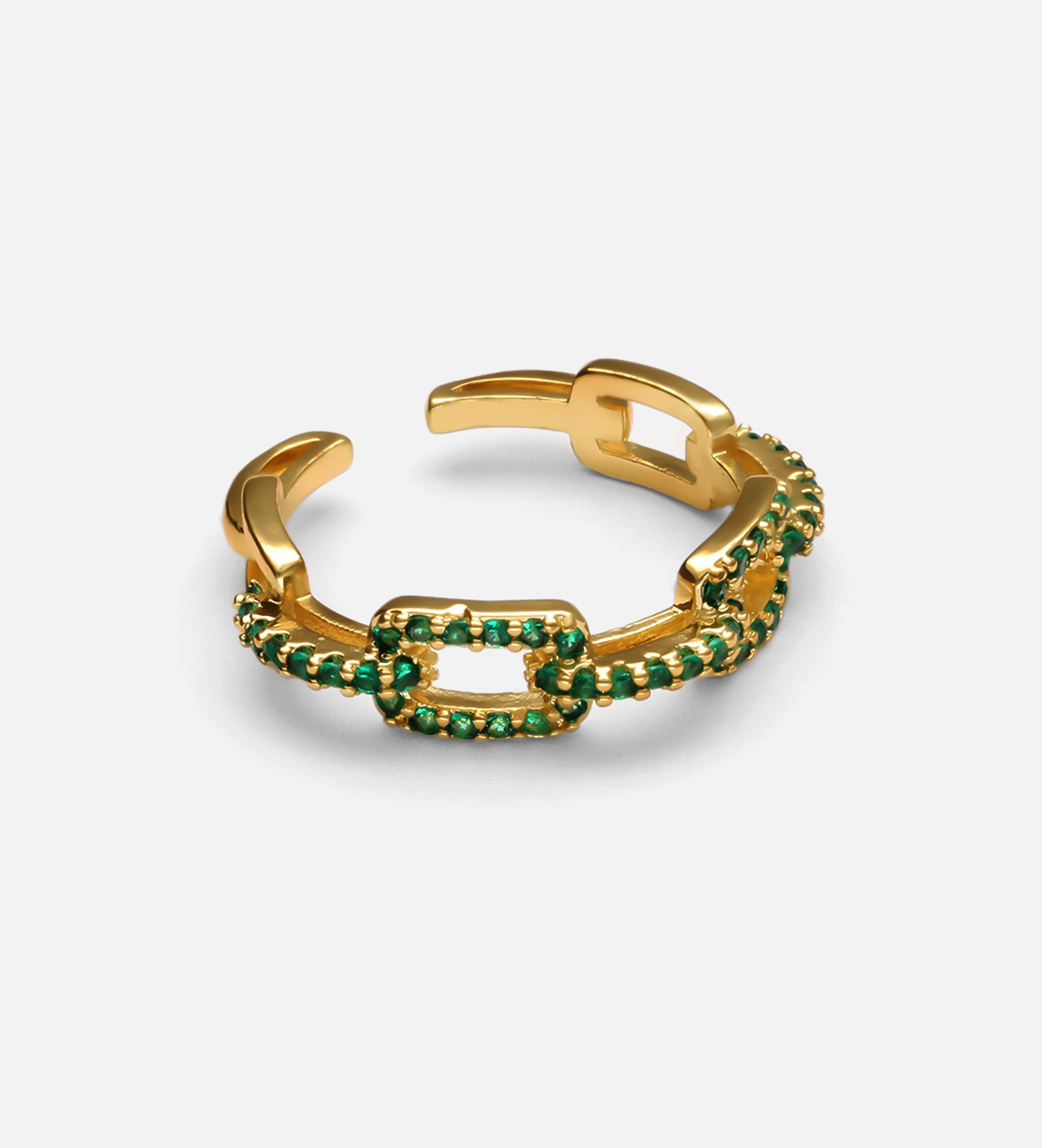 Emerald Link Chain Ring