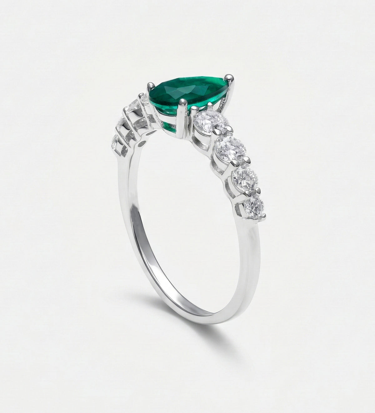 Emerald Teardrop Ring in 925 Silver High Quality Simulated Diamonds and Emerald Stone - Ash & Harry