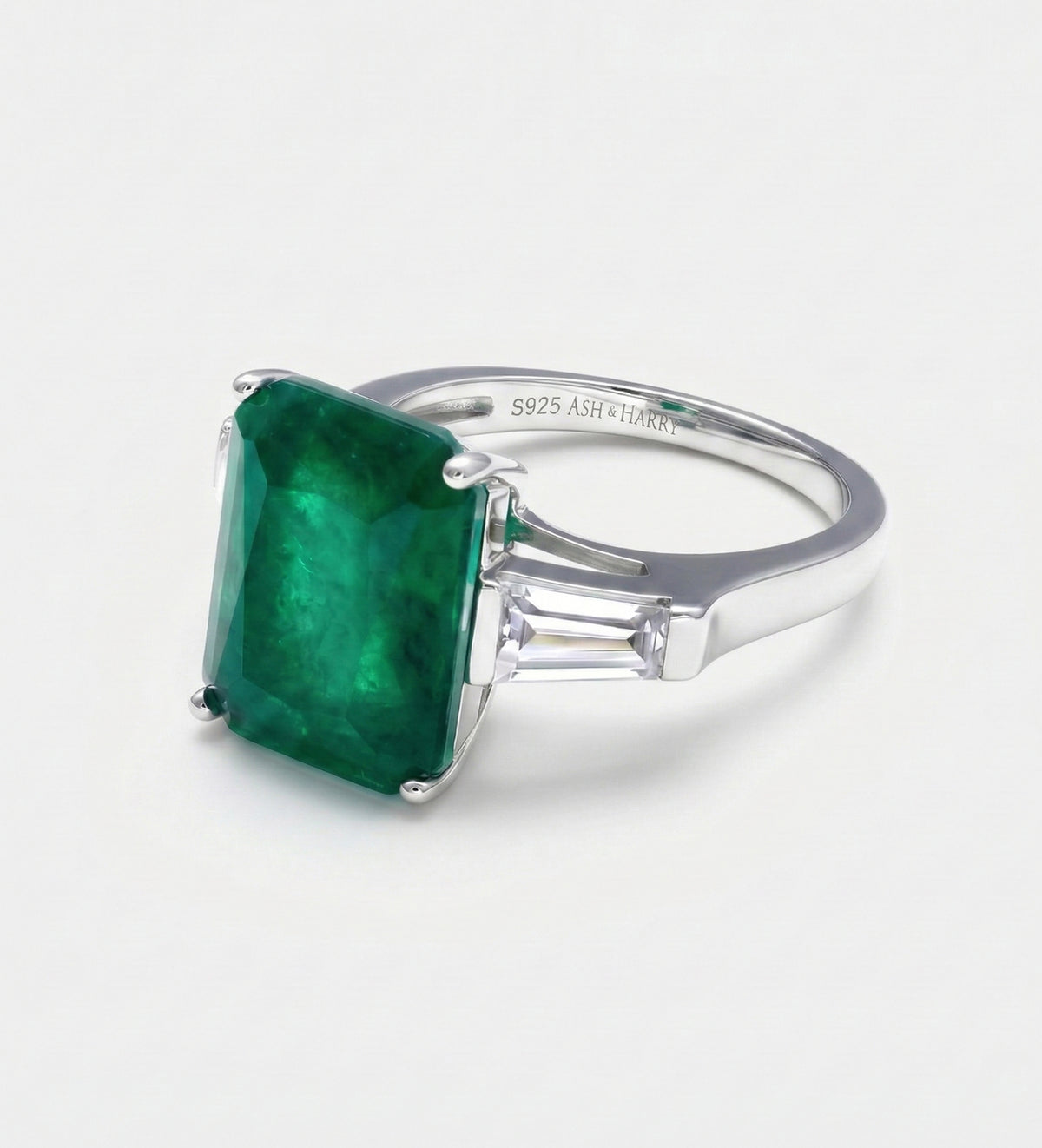 Emerald Baguette Ring In 925 Silver High Quality Simulated Diamonds - Ash & Harry