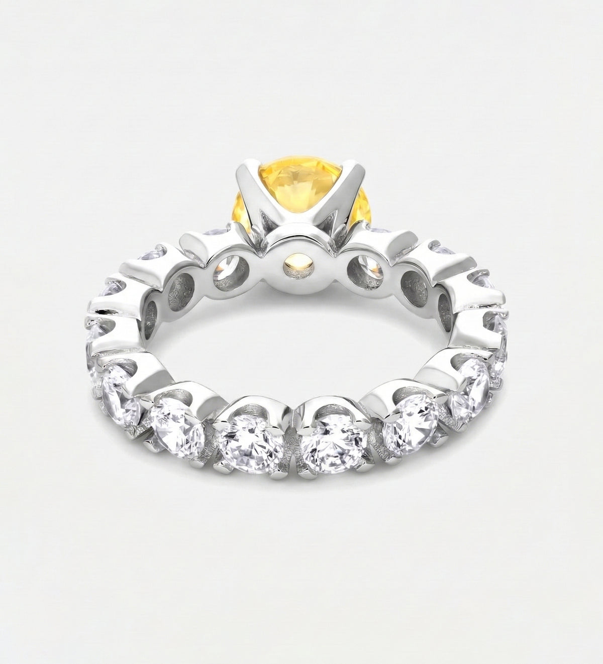 Eternal Sunshine Solitaire Ring with High Quality Simulated White and Canary Diamonds in 925 Silver - Ash & Harry