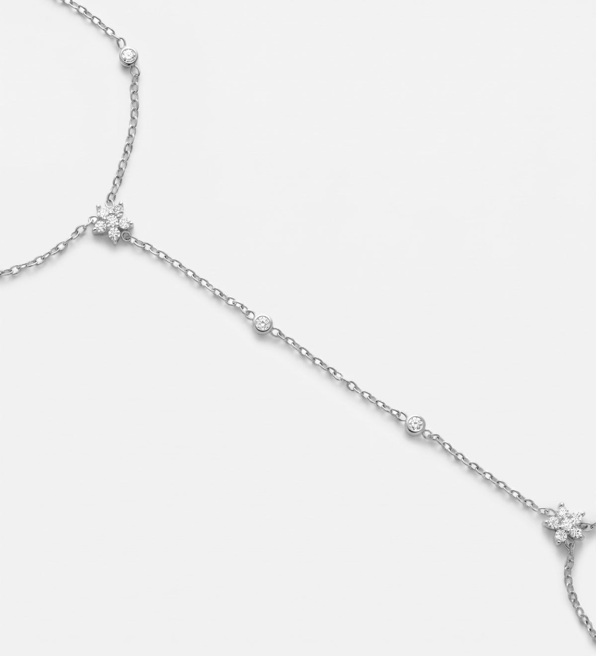 Fleur Link Hand Chain in Silver With High Quality Simulated Diamonds - Ash & Harry