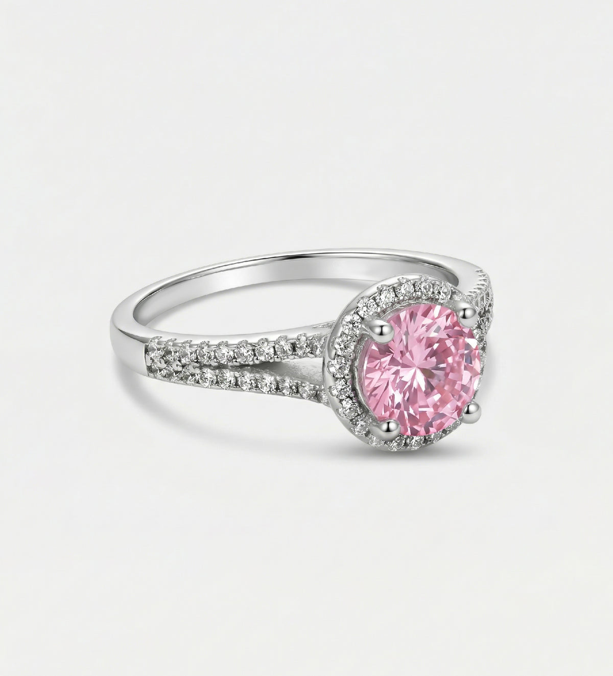 Frosted Sakura Ring in 925 Silver with High - Quality White and Pink Simulated Diamonds - Ash & Harry
