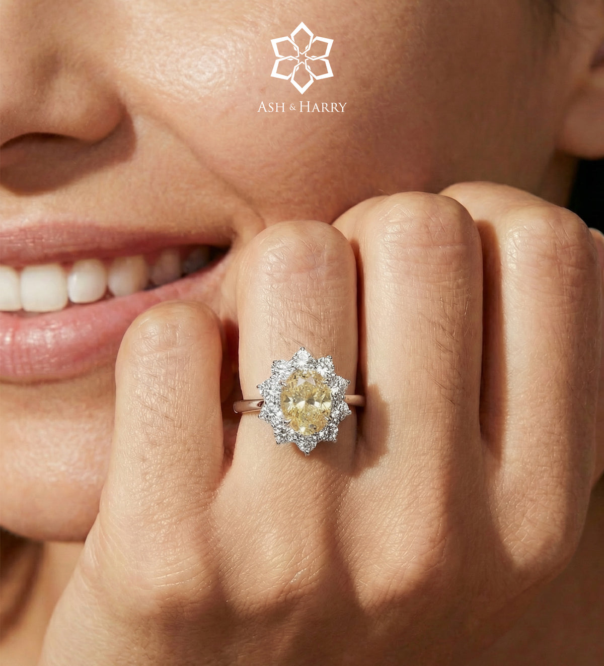 Golden Aura Ring in 925 Silver with High Quality Simulated White and Crafted Canary Diamonds - Ash & Harry