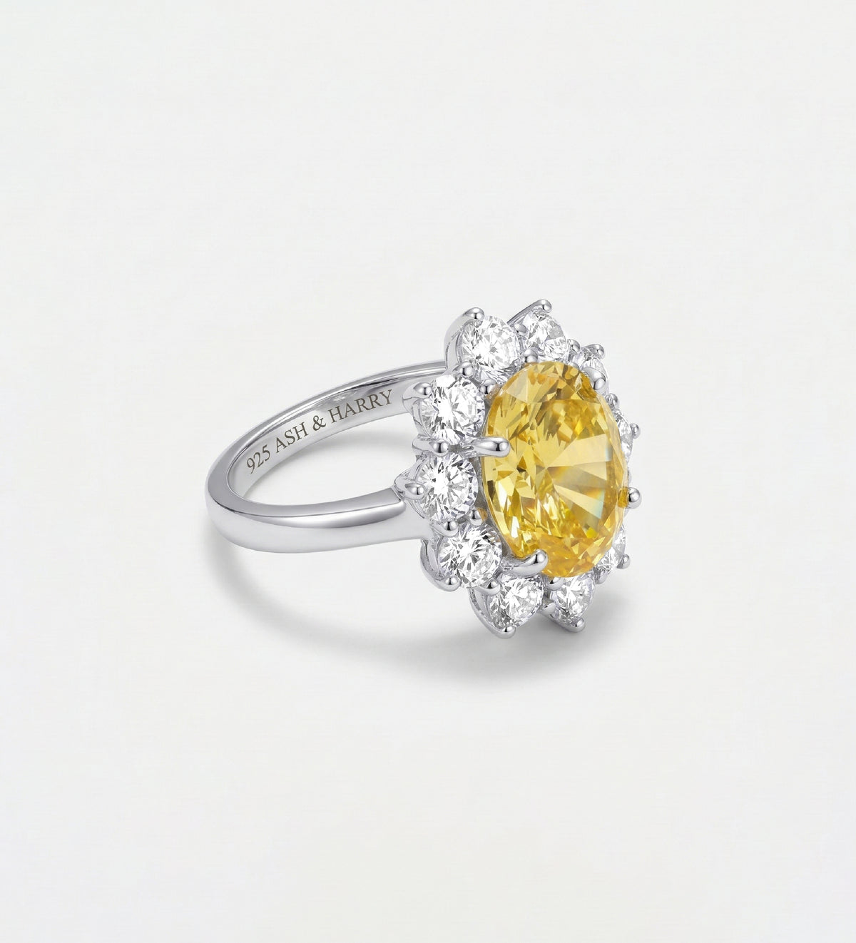 Golden Aura Ring in 925 Silver with High Quality Simulated White and Crafted Canary Diamonds - Ash & Harry