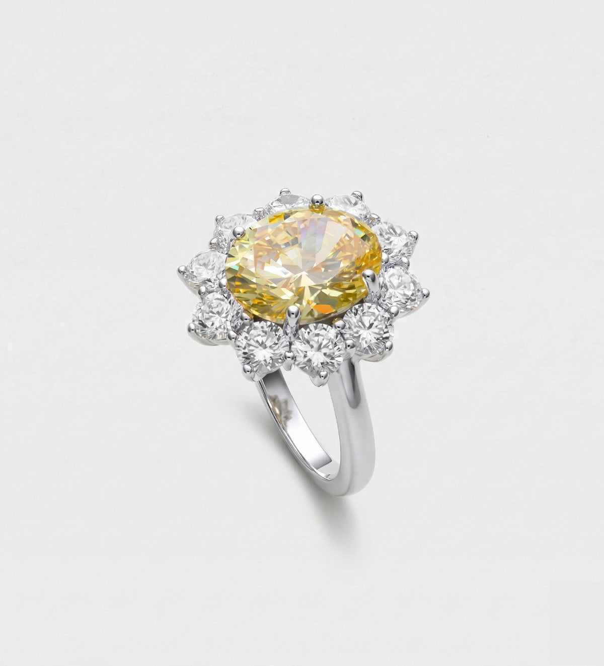 Golden Aura Ring in 925 Silver with High Quality Simulated White and Crafted Canary Diamonds - Ash & Harry