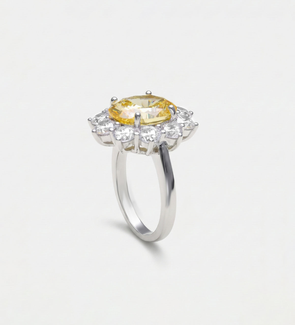 Golden Aura Ring in 925 Silver with High Quality Simulated White and Crafted Canary Diamonds - Ash & Harry
