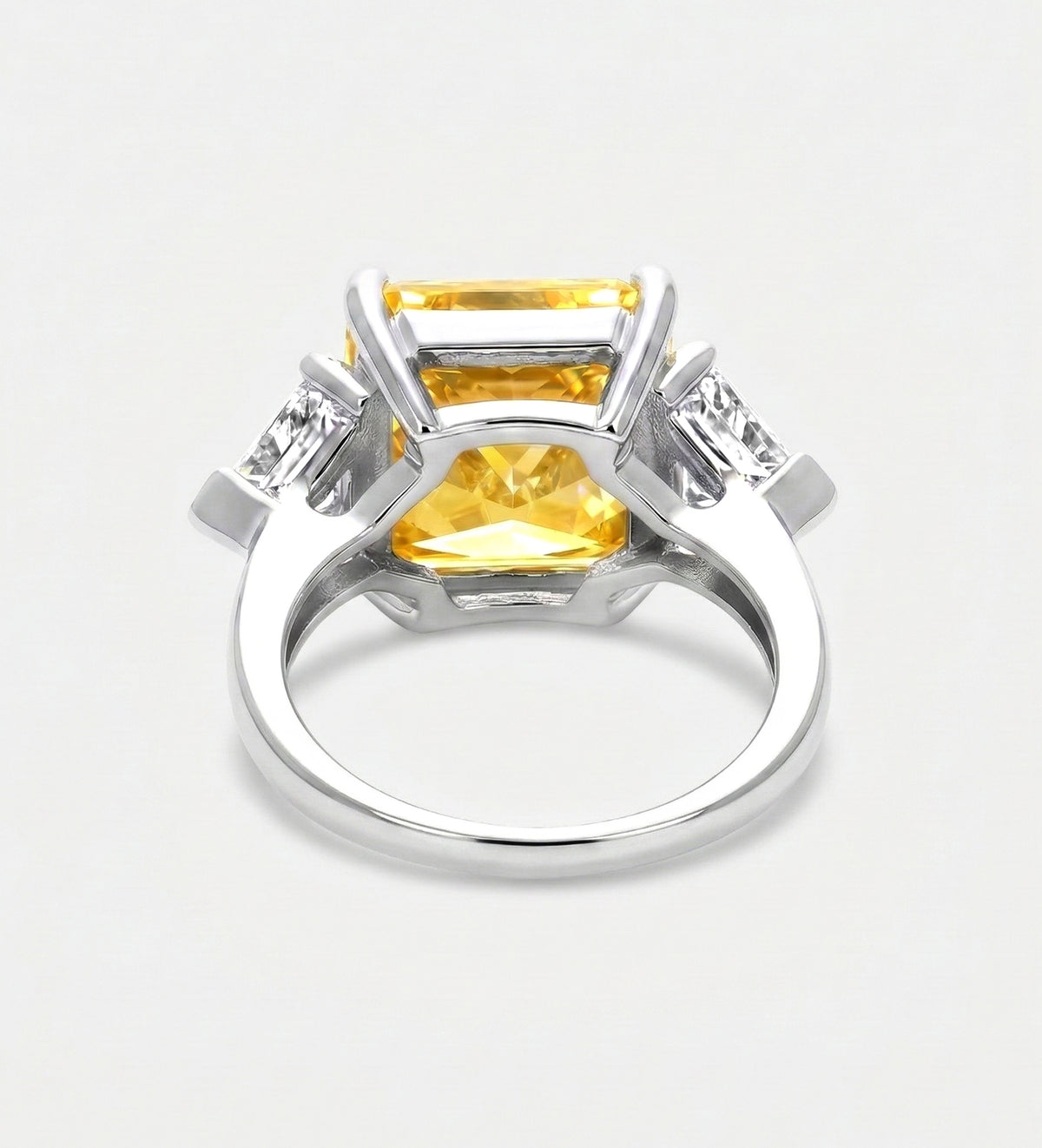 Golden Hour Cushion Ring in 925 Silver with High - Quality White and Canary Simulated Diamonds - Ash & Harry