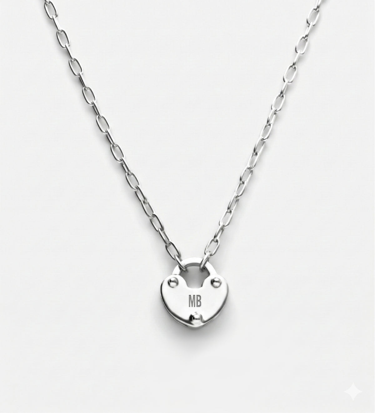 Heart Lock Necklace in Rhodium Plating on 925 Silver - Ash & Harry