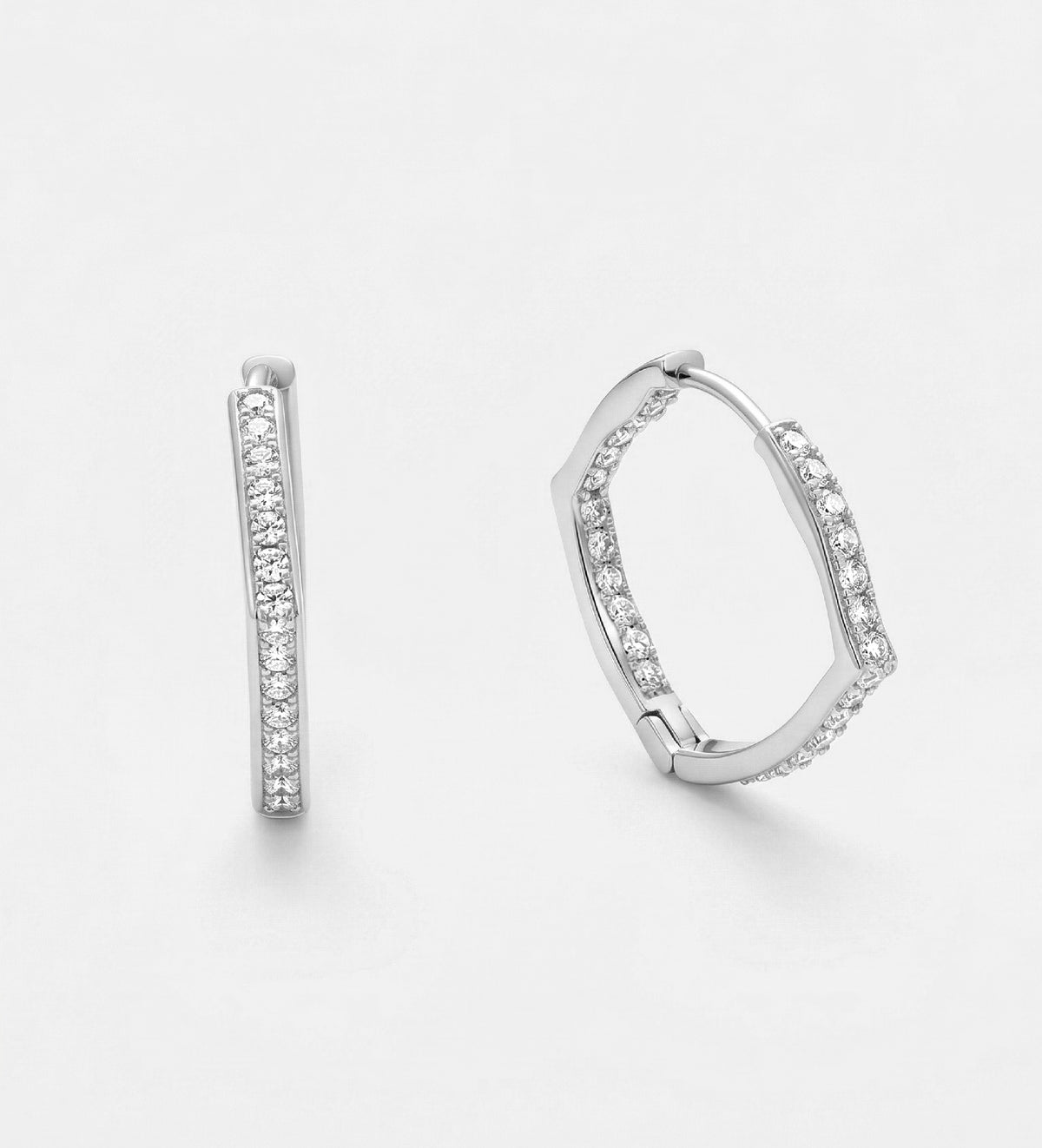 Hexa Hoop Earrings With High Quality Simulated Diamonds - Ash & Harry