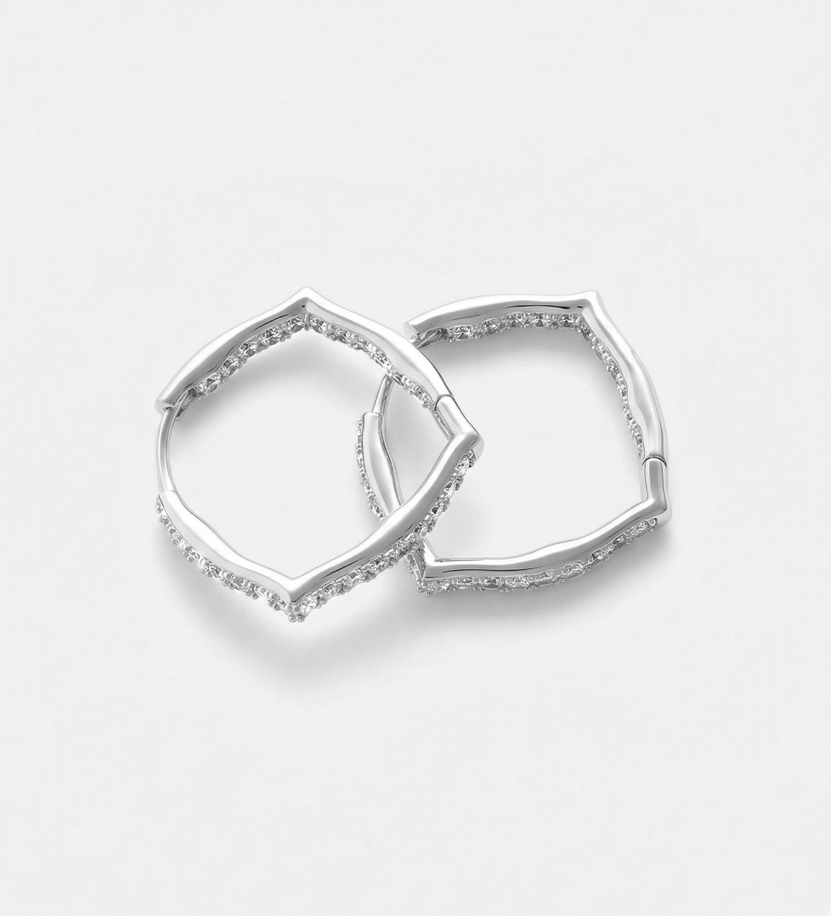 Hexa Hoop Earrings With High Quality Simulated Diamonds - Ash & Harry