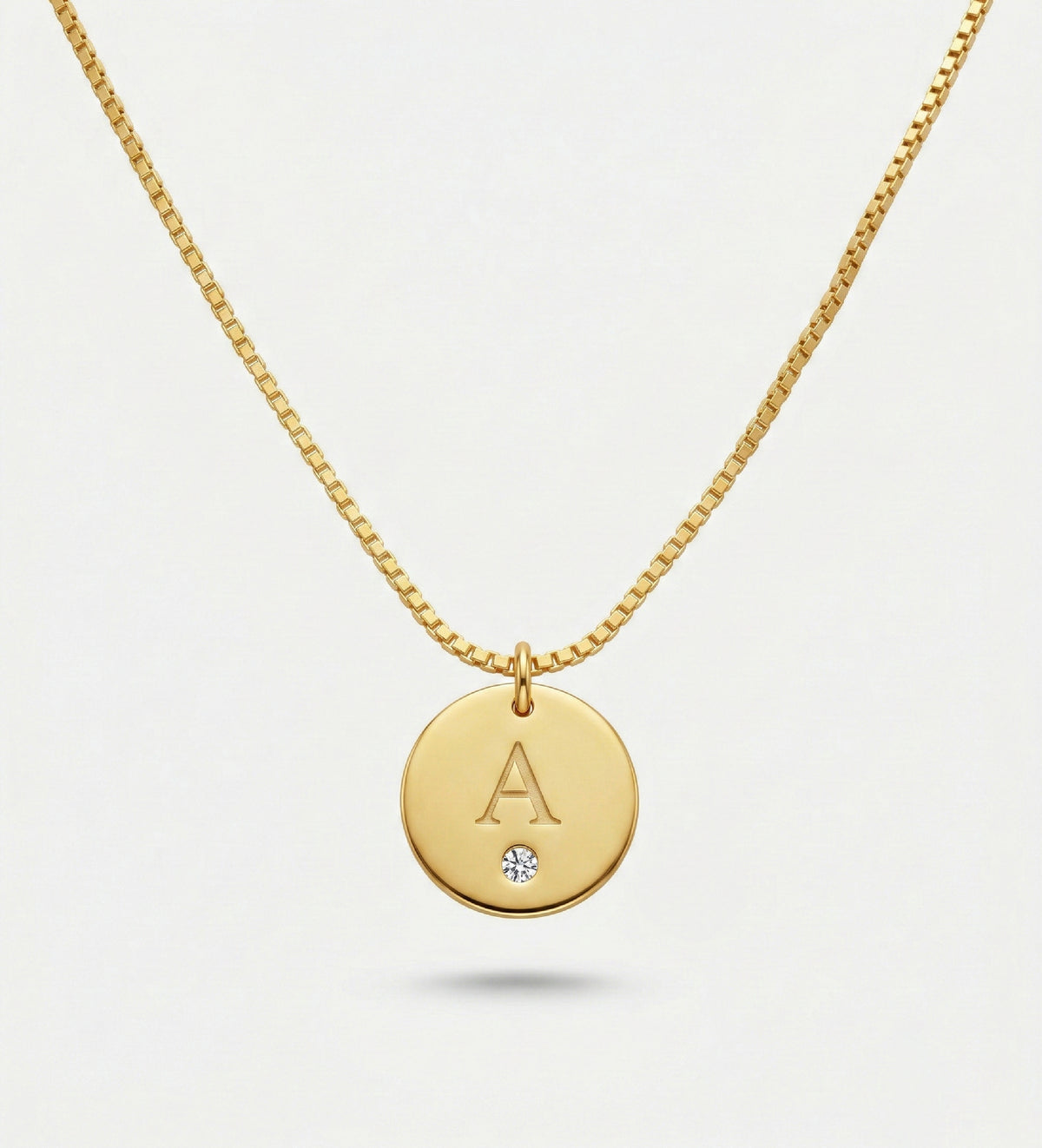 Initial Disc Necklace With Lab Diamond in 18K Gold Plating on 925 Silver - Ash & Harry