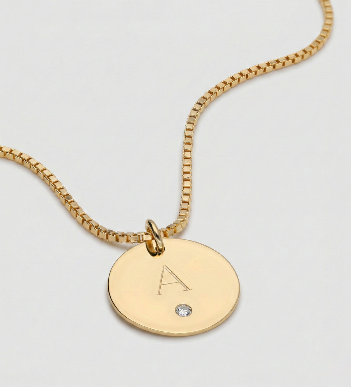 Initial Disc Necklace With Lab Diamond in 18K Gold Plating on 925 Silver - Ash & Harry