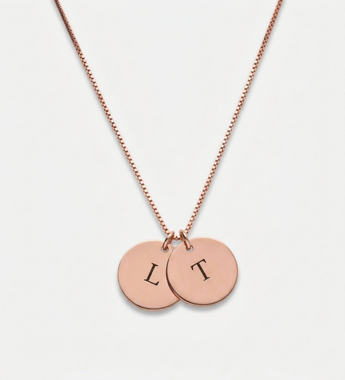 Initial Disc Necklace in 18K Rose Gold Plating on 925 Silver - Ash & Harry