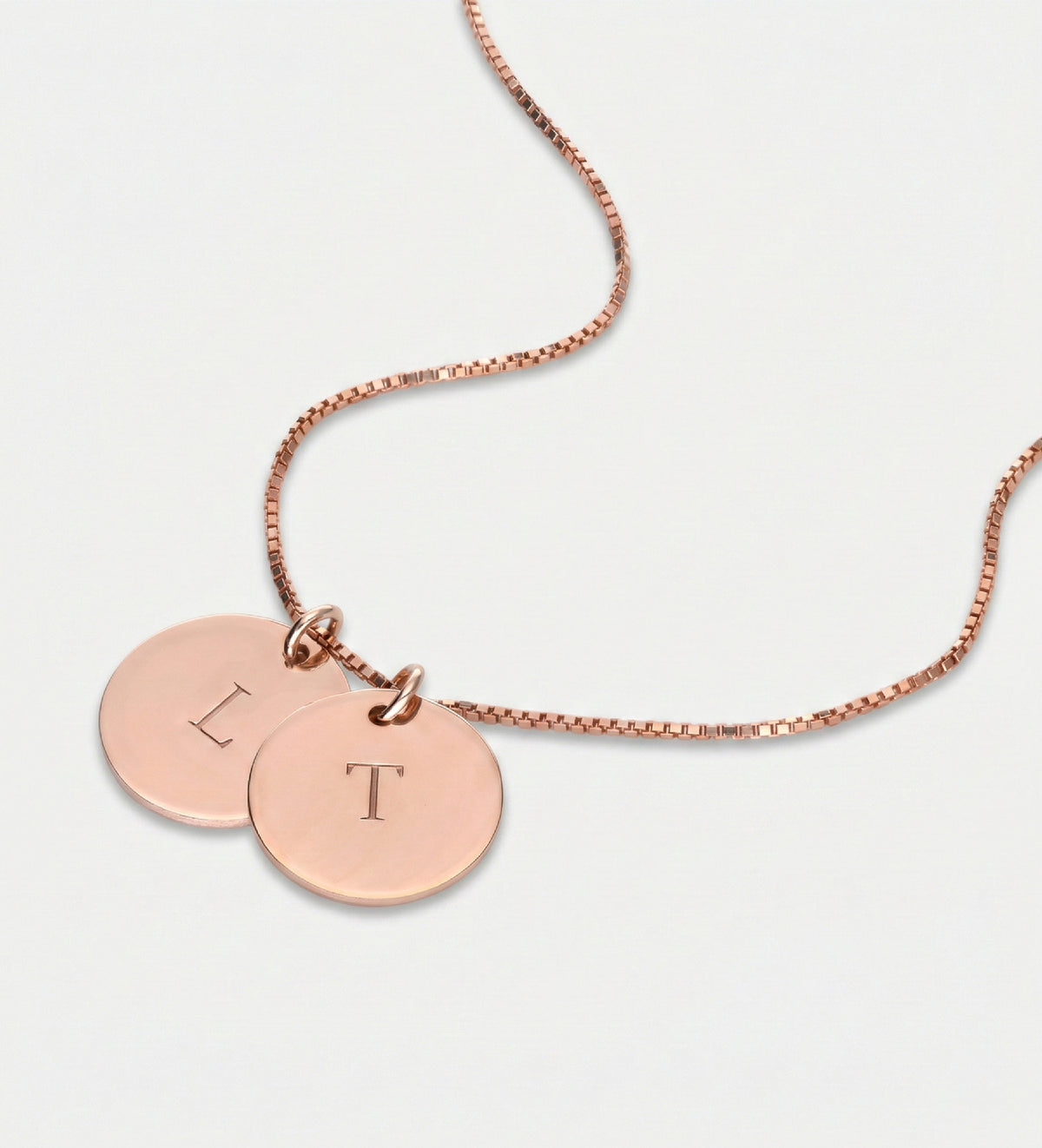 Initial Disc Necklace in 18K Rose Gold Plating on 925 Silver - Ash & Harry