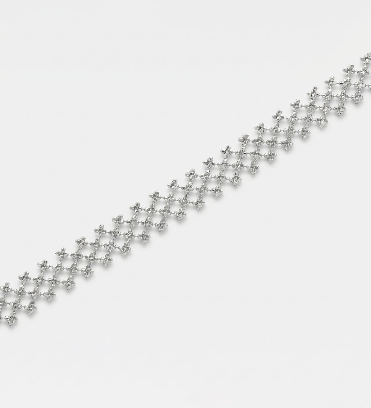 Italian Mesh Chain Bracelet in Rhodium Plating on 925 Silver - Ash & Harry