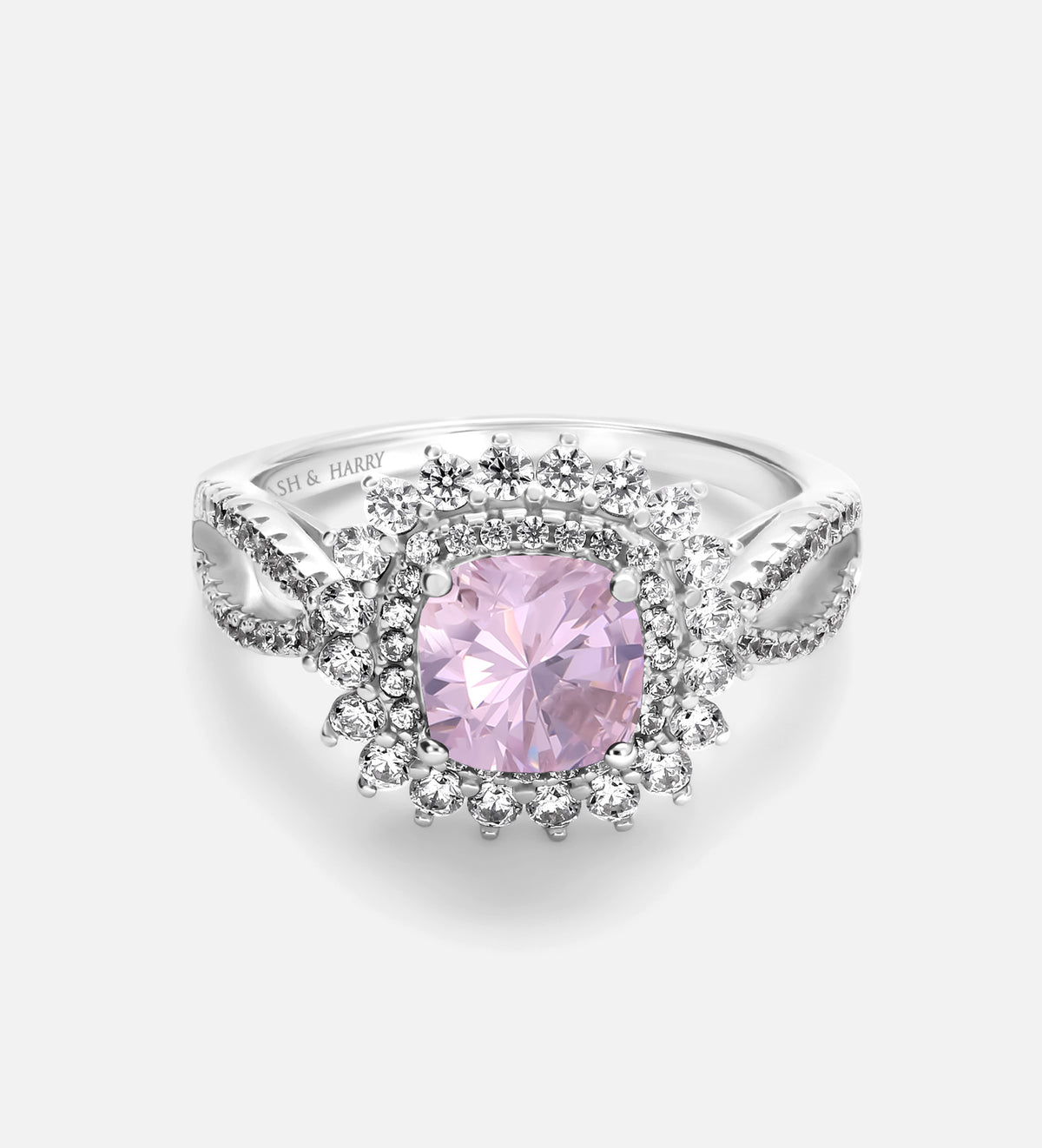 La Rosélle Crown Ring in 925 Silver with High Quality Simulated White and Pink Diamonds - Ash & Harry