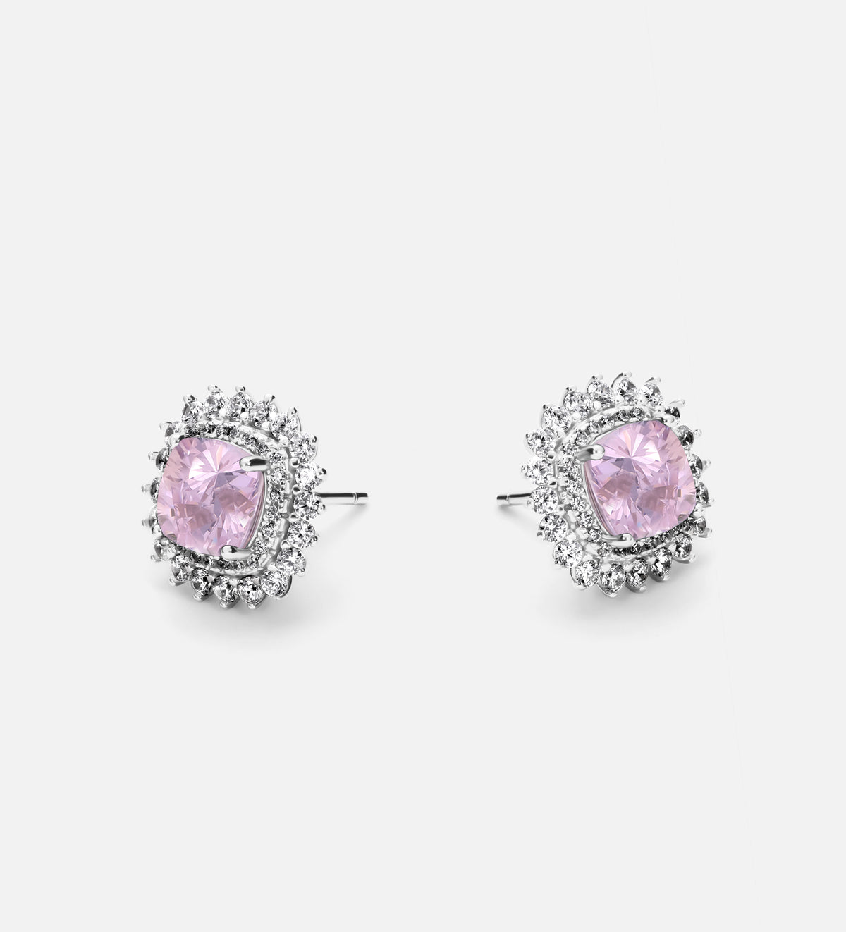La Rosélle Crown Studs in 925 Silver with High Quality Simulated White and Pink Diamonds - Ash & Harry