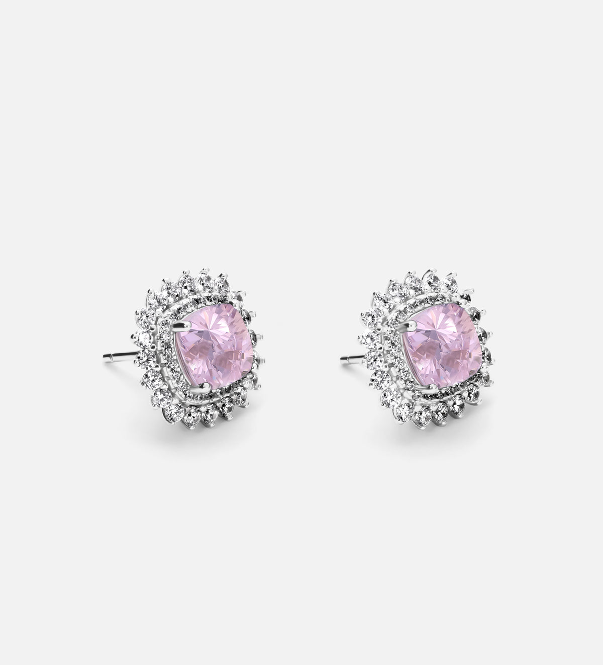 La Rosélle Crown Studs in 925 Silver with High Quality Simulated White and Pink Diamonds - Ash & Harry
