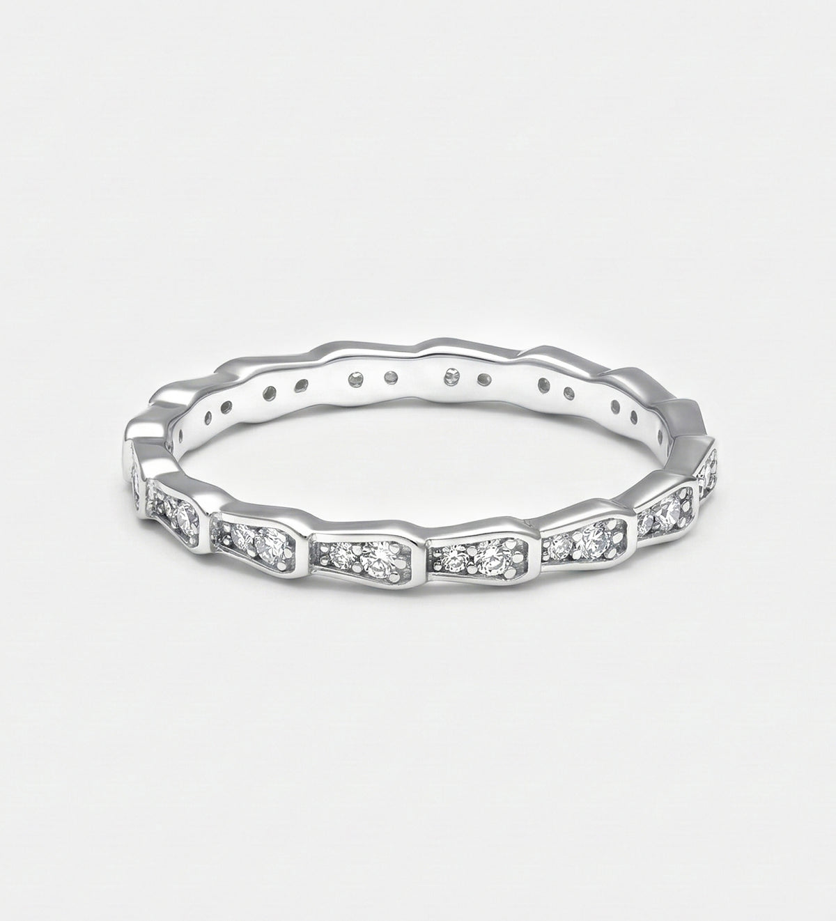 Luminous Stack Ring in 92.5 Silver with High - Quality Simulated Diamonds - Ash & Harry