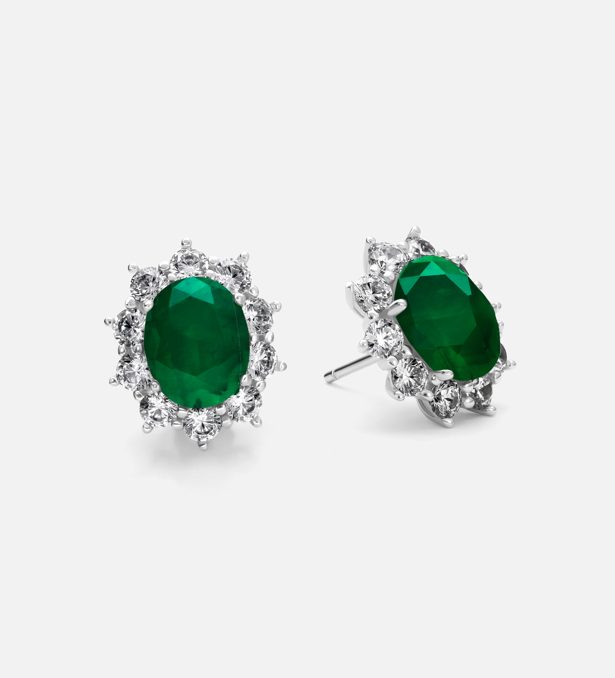 Majestic Emerald Studs in 925 Silver High Quality Simulated Diamonds and Emerald Stones - Ash & Harry