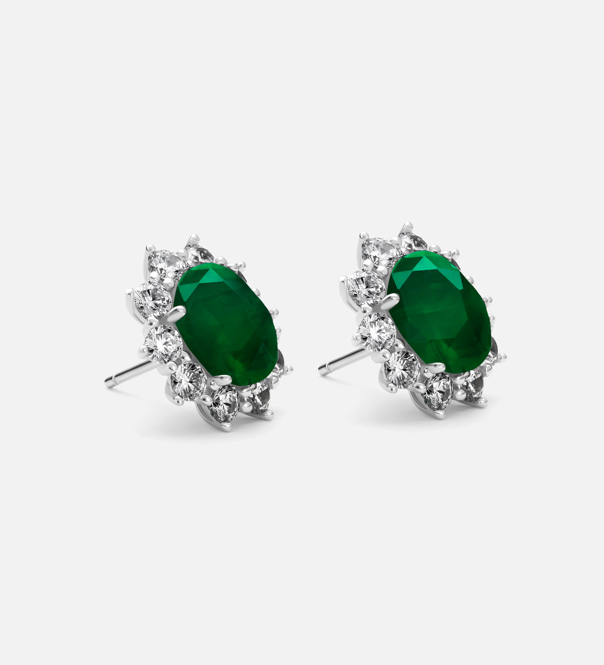 Majestic Emerald Studs in 925 Silver High Quality Simulated Diamonds and Emerald Stones - Ash & Harry