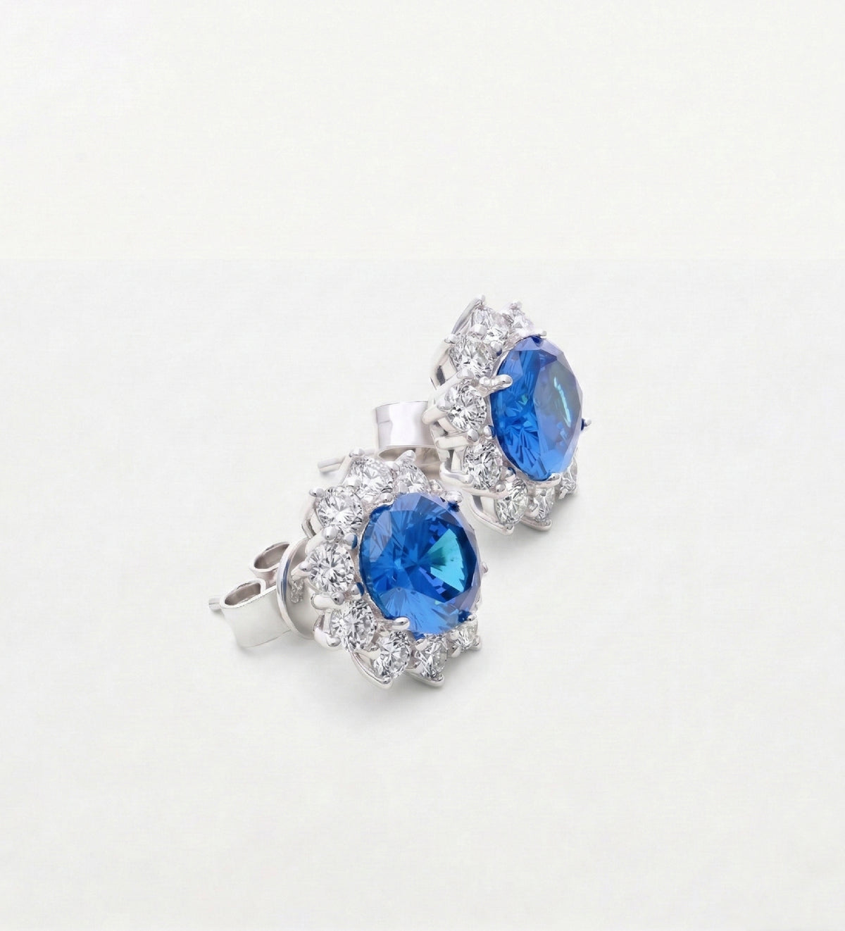Majestic Sapphire Studs in 925 Silver High Quality Simulated Diamonds and Sapphire Stones - Ash & Harry