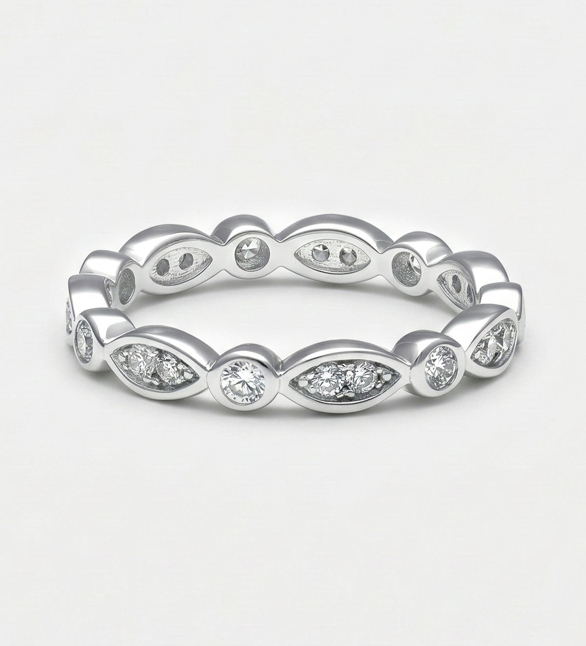 Marquise Link Ring 925 Silver in High Quality Simulated Diamonds - Ash & Harry