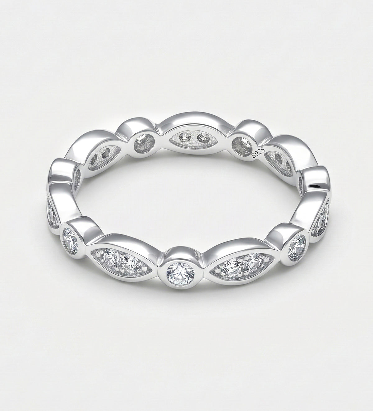 Marquise Link Ring 925 Silver in High Quality Simulated Diamonds - Ash & Harry