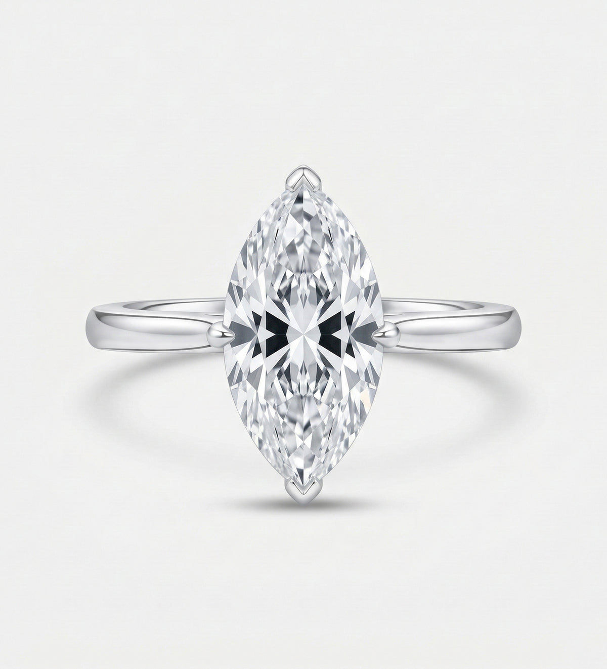Marquise Solitaire Ring in 925 Silver with High - Quality White Simulated Diamond - Ash & Harry