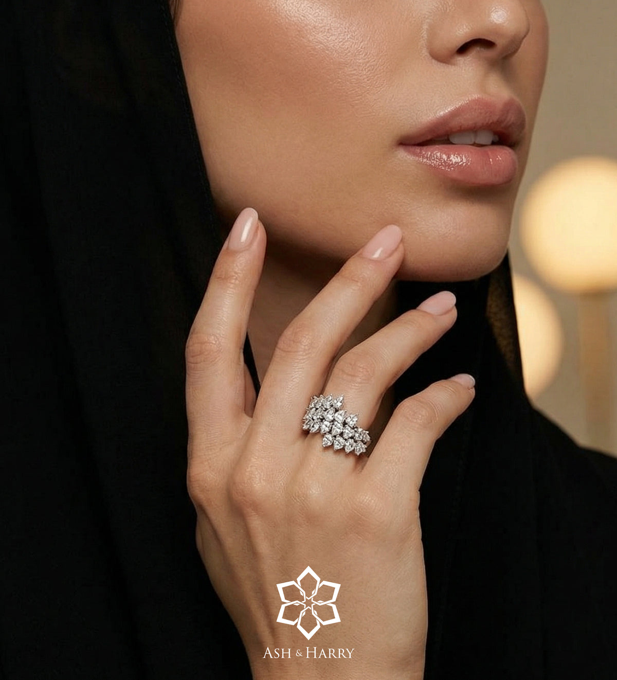 Marquise Bloom Ring In 925 Silver High Quality Simulated Diamonds - Ash & Harry