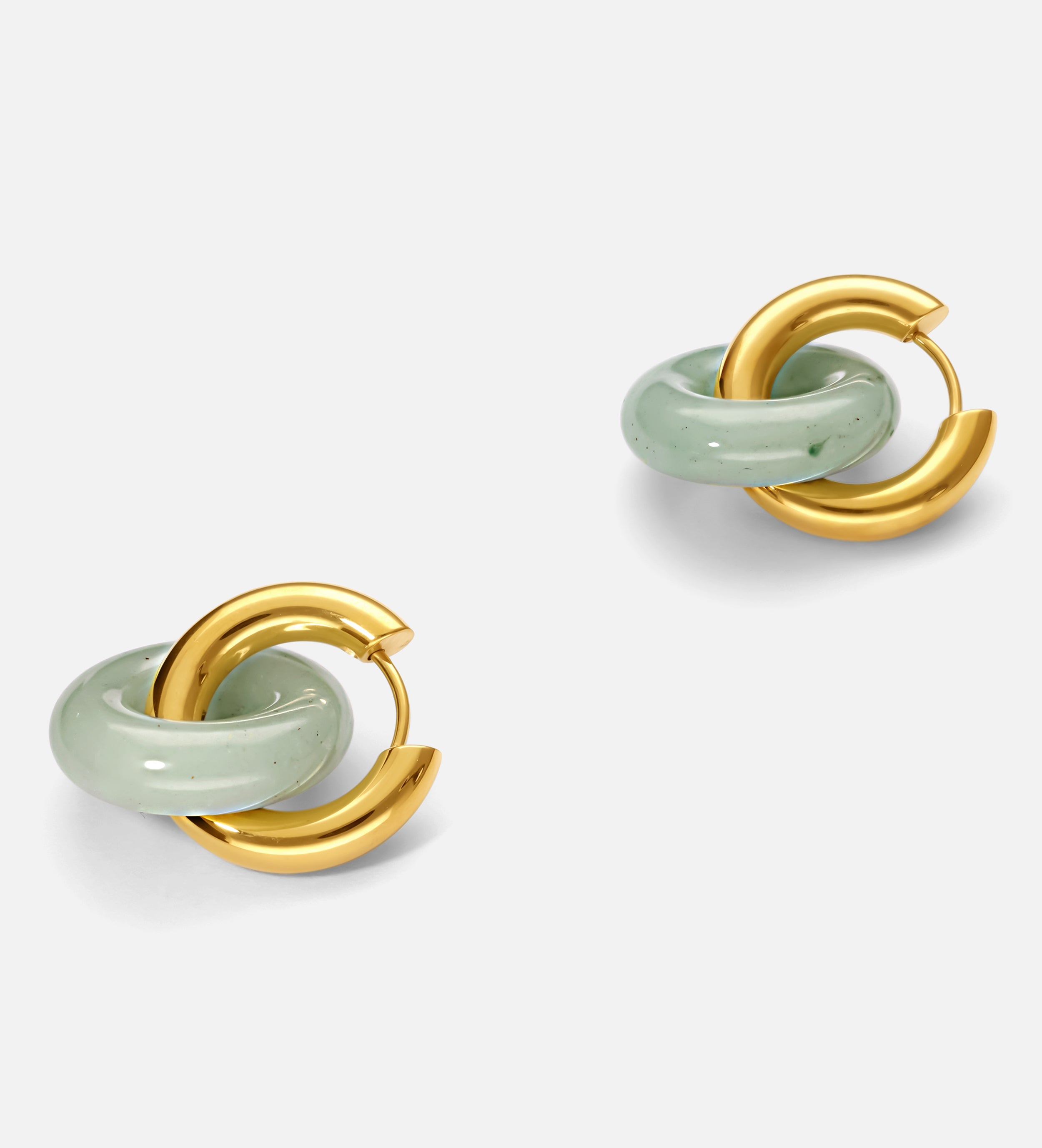 Mint Green Natural Stone Hoop Earrings