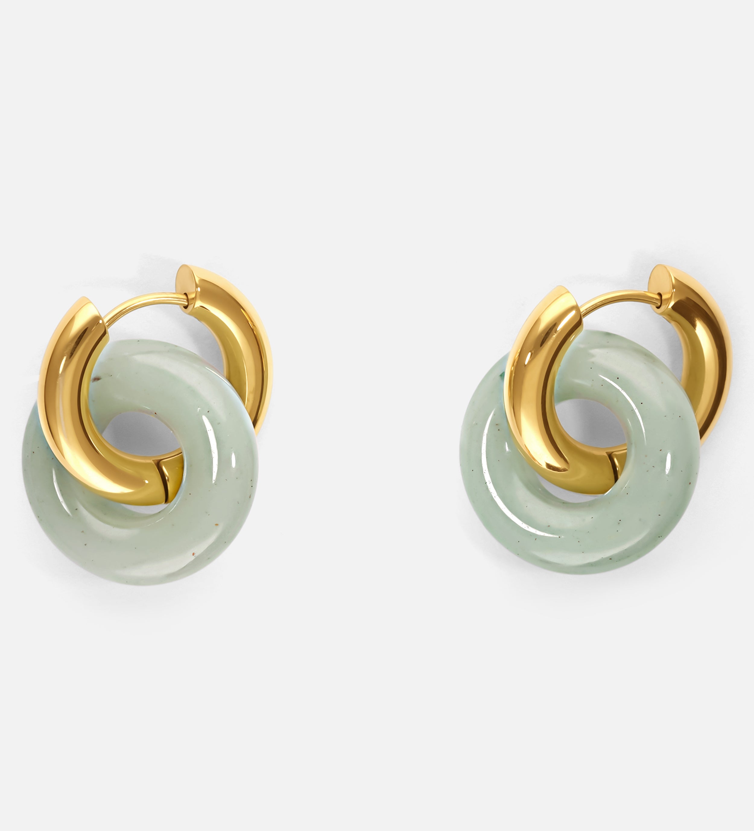 Mint Green Natural Stone Hoop Earrings