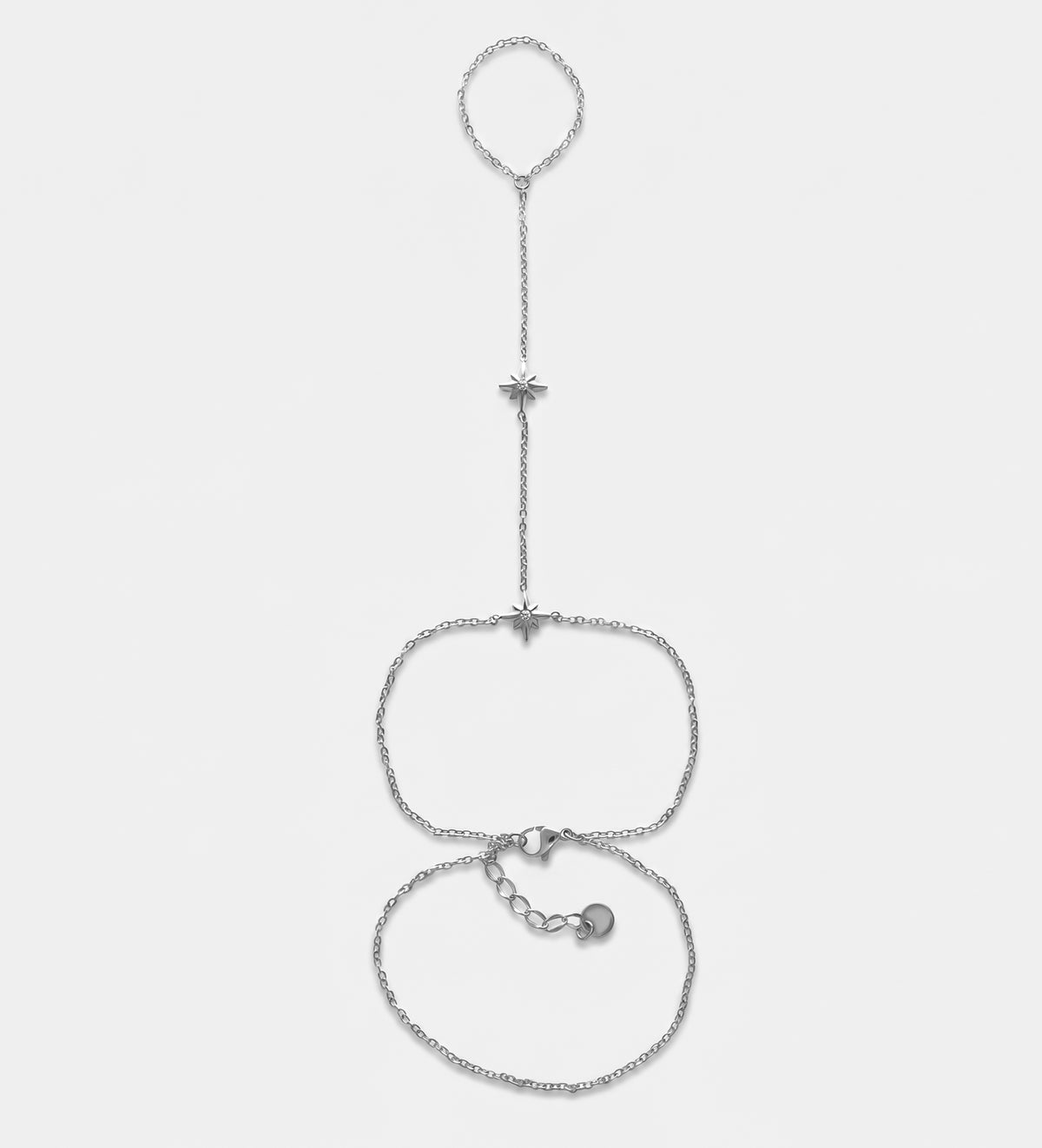 Najma Hand Chain in Silver With High Quality Simulated Diamonds - Ash & Harry