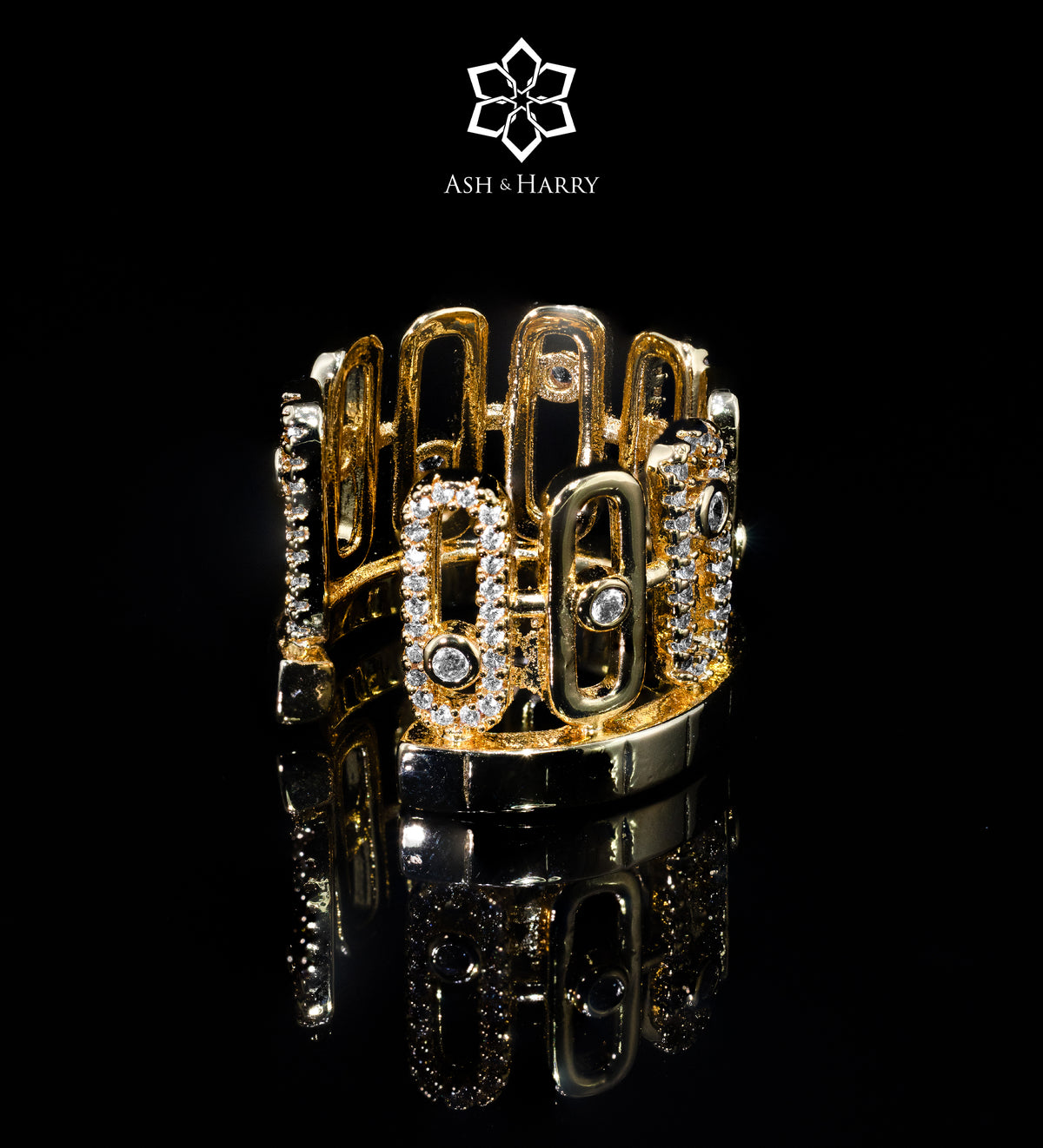 Nefra Gilded Collar Set in High Quality Simulated Diamonds Rhodium Plated - Ash & Harry