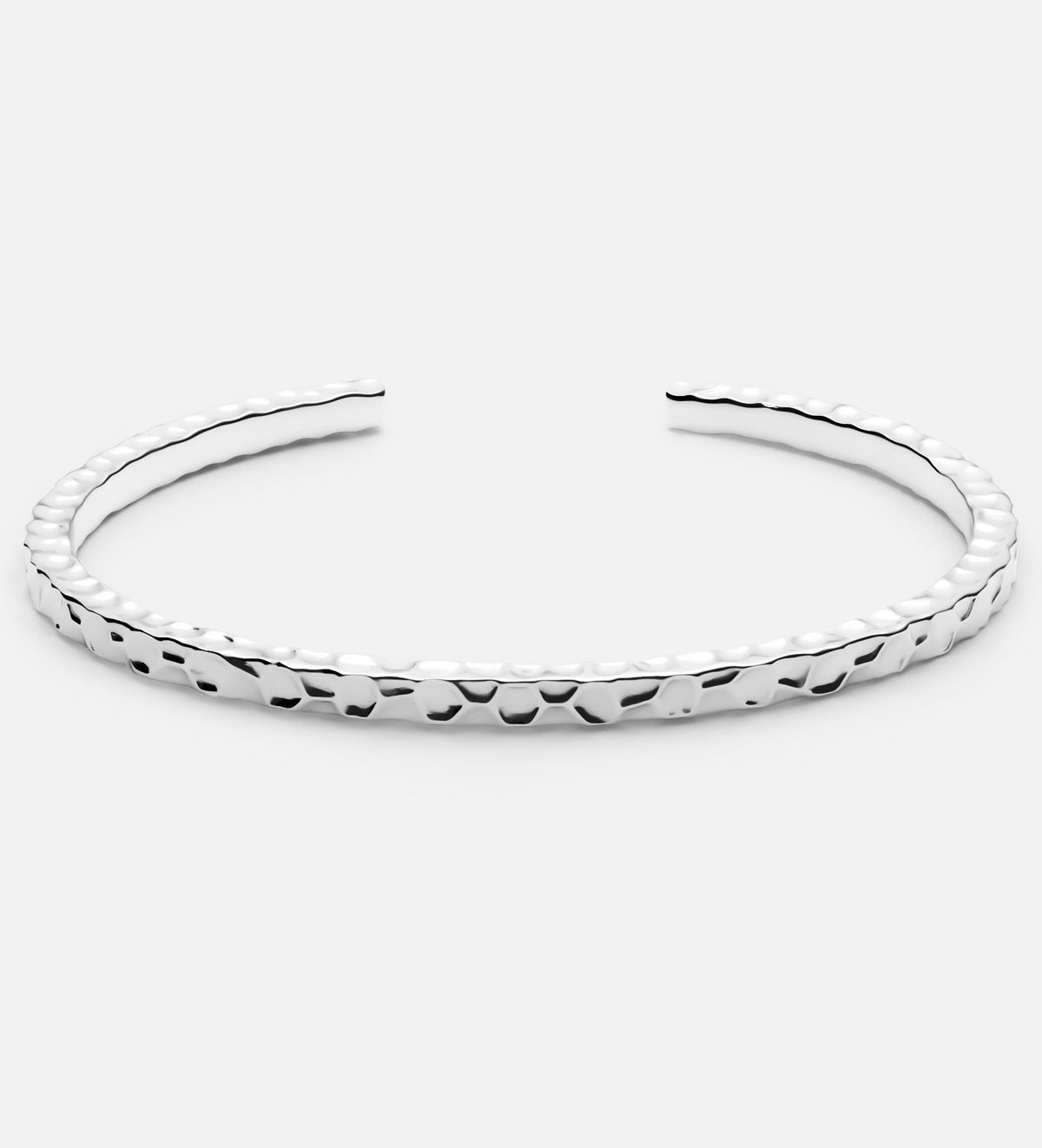 Artisan Hammered Cuff Bracelet in Rhodium Plating on 925 Silver - Ash & Harry
