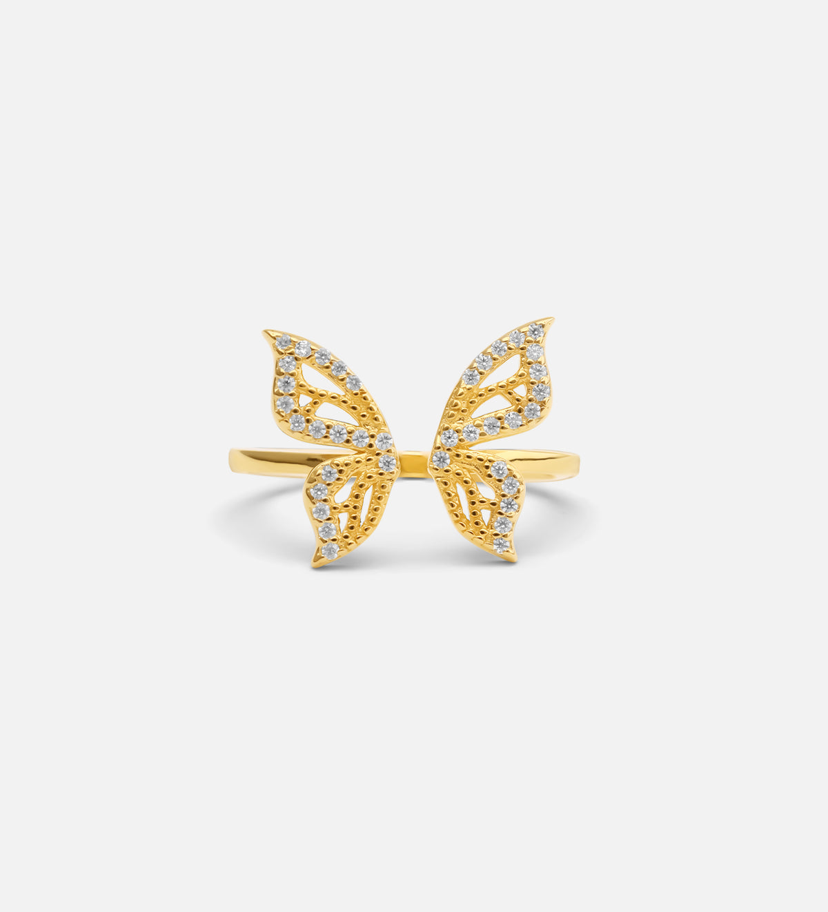 Butterfly Open Ring in 18k Gold Plating on 925 Silver - Ash & Harry