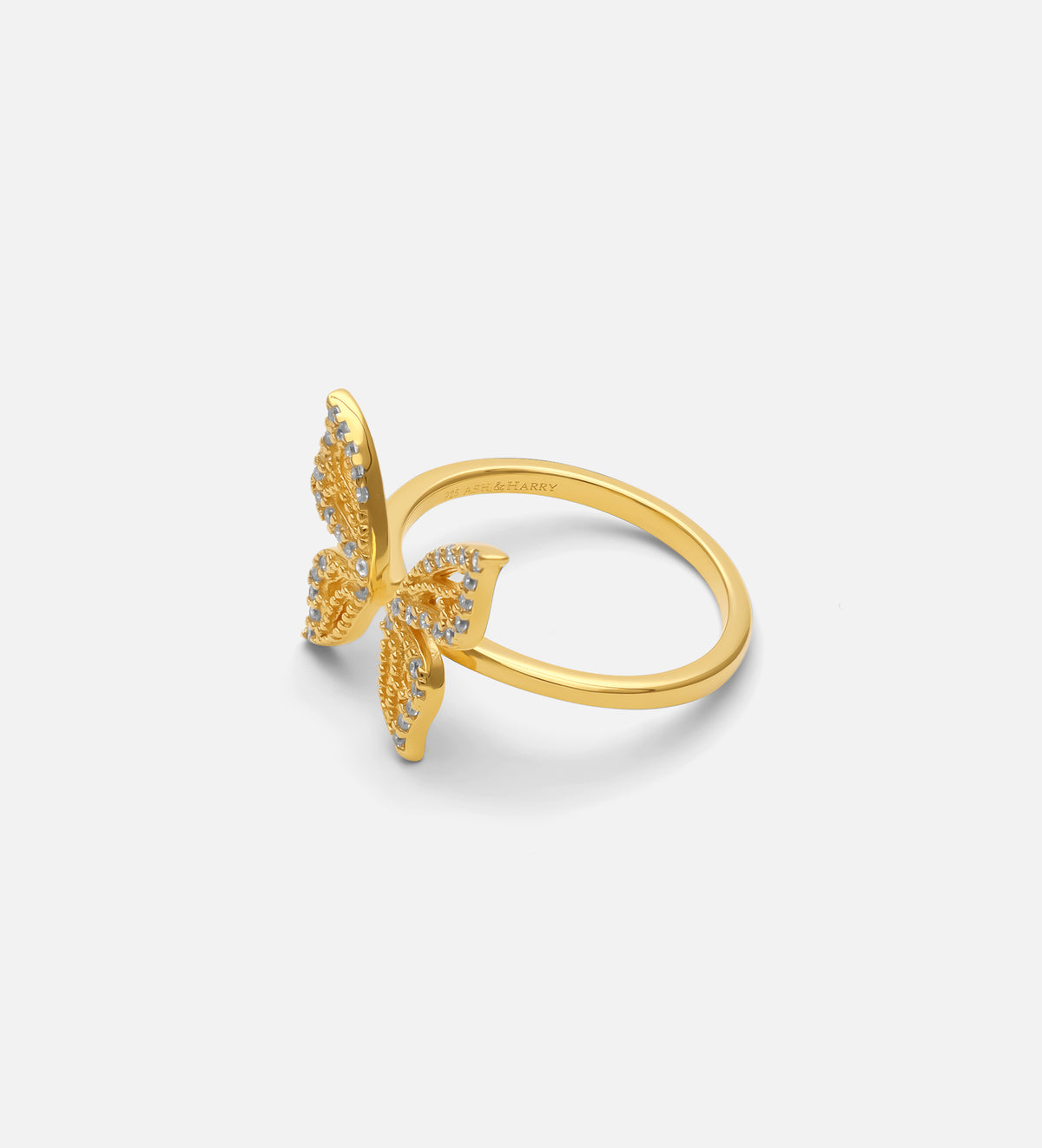 Butterfly Open Ring in 18k Gold Plating on 925 Silver - Ash & Harry