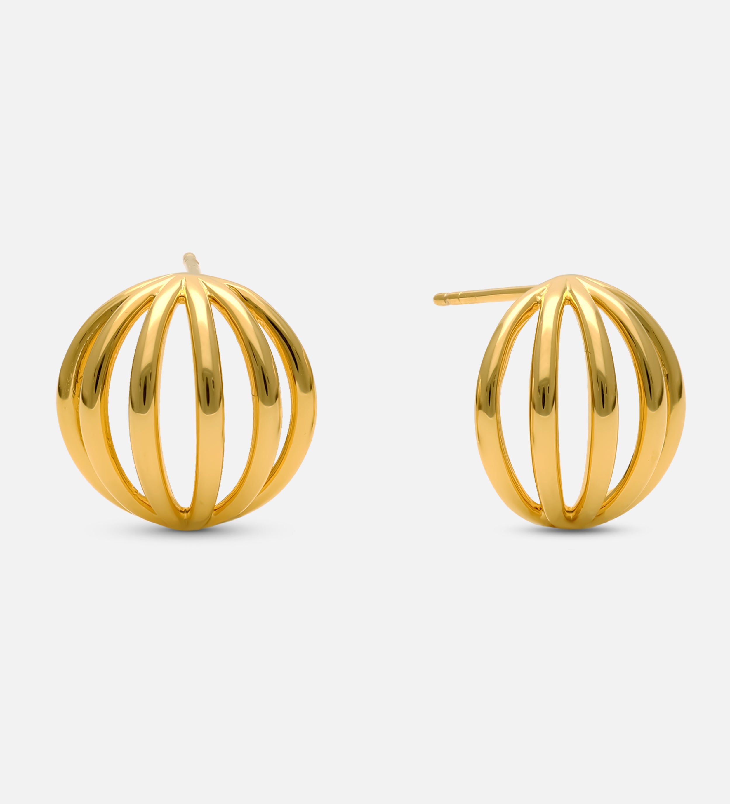 Caged Stud Earrings in Gold