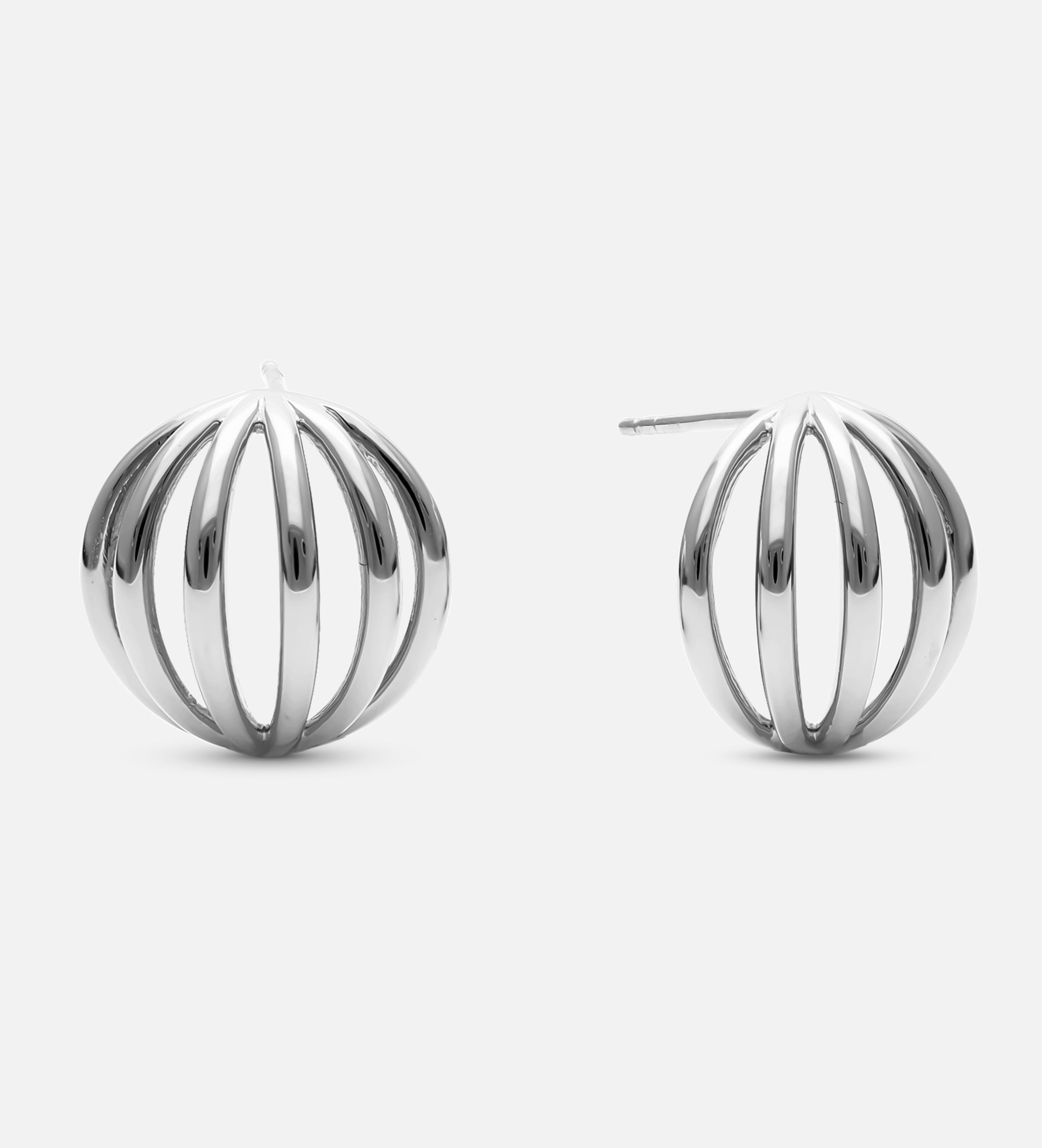 Caged Stud Earrings in Silver