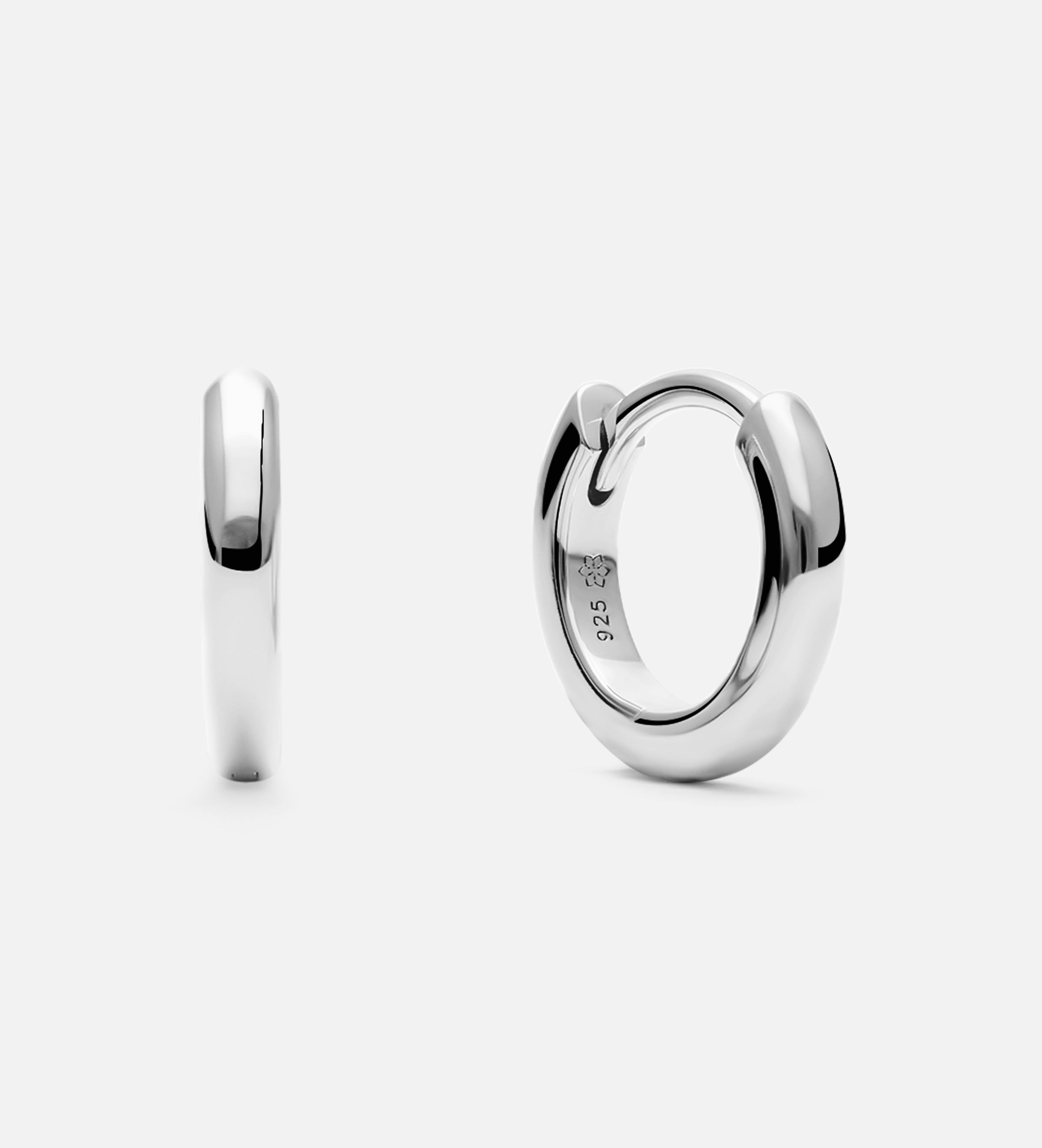 Classic Huggie Hoops in Silver