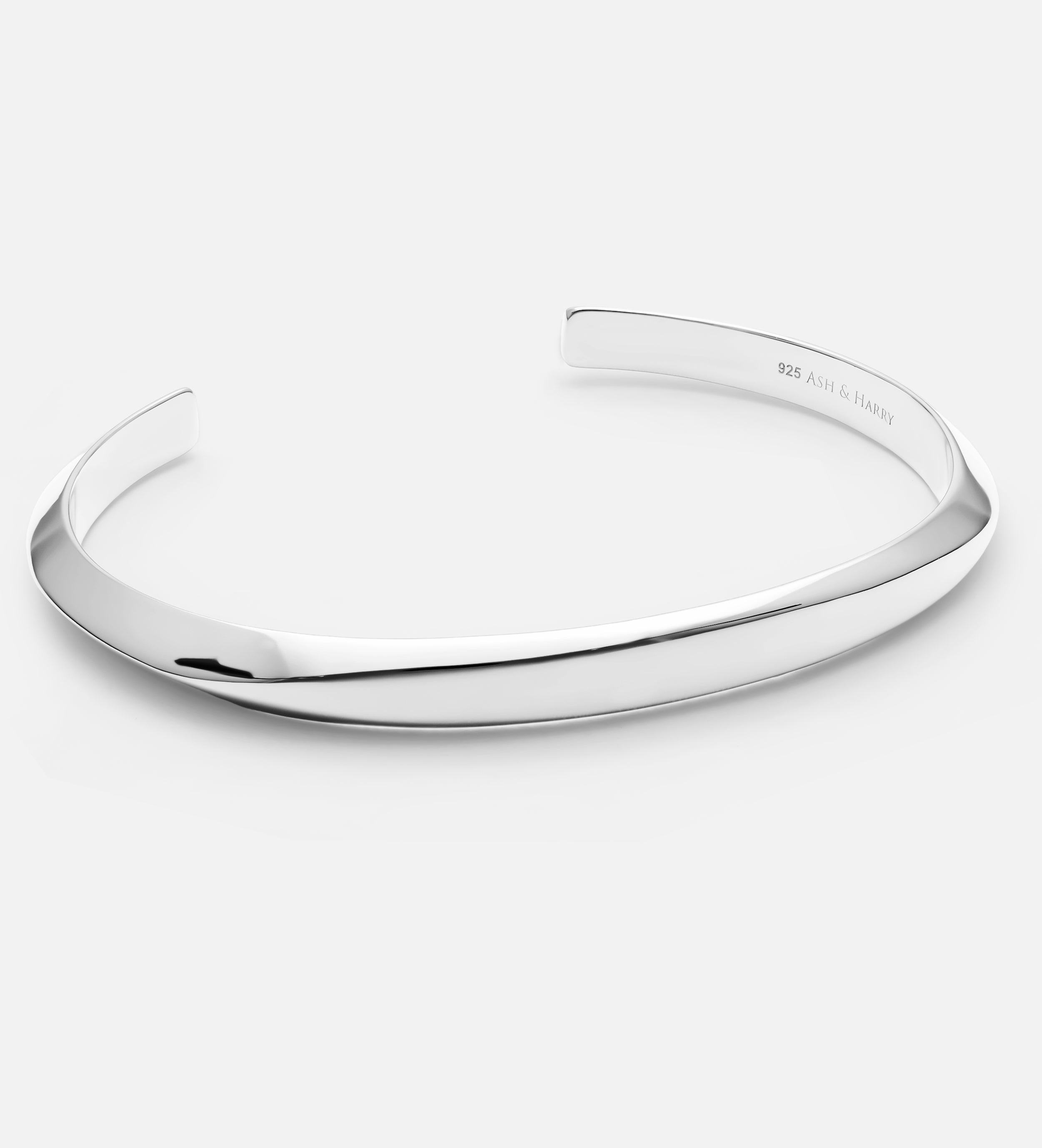 Classic Ridged Cuff Bracelet in Silver