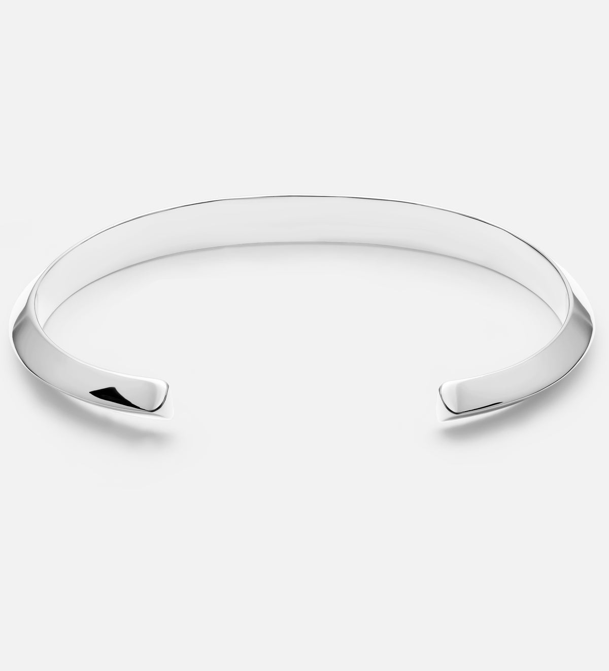 Classic Ridged Cuff Bracelet in Rhodium Plating on 925 Silver - Ash & Harry