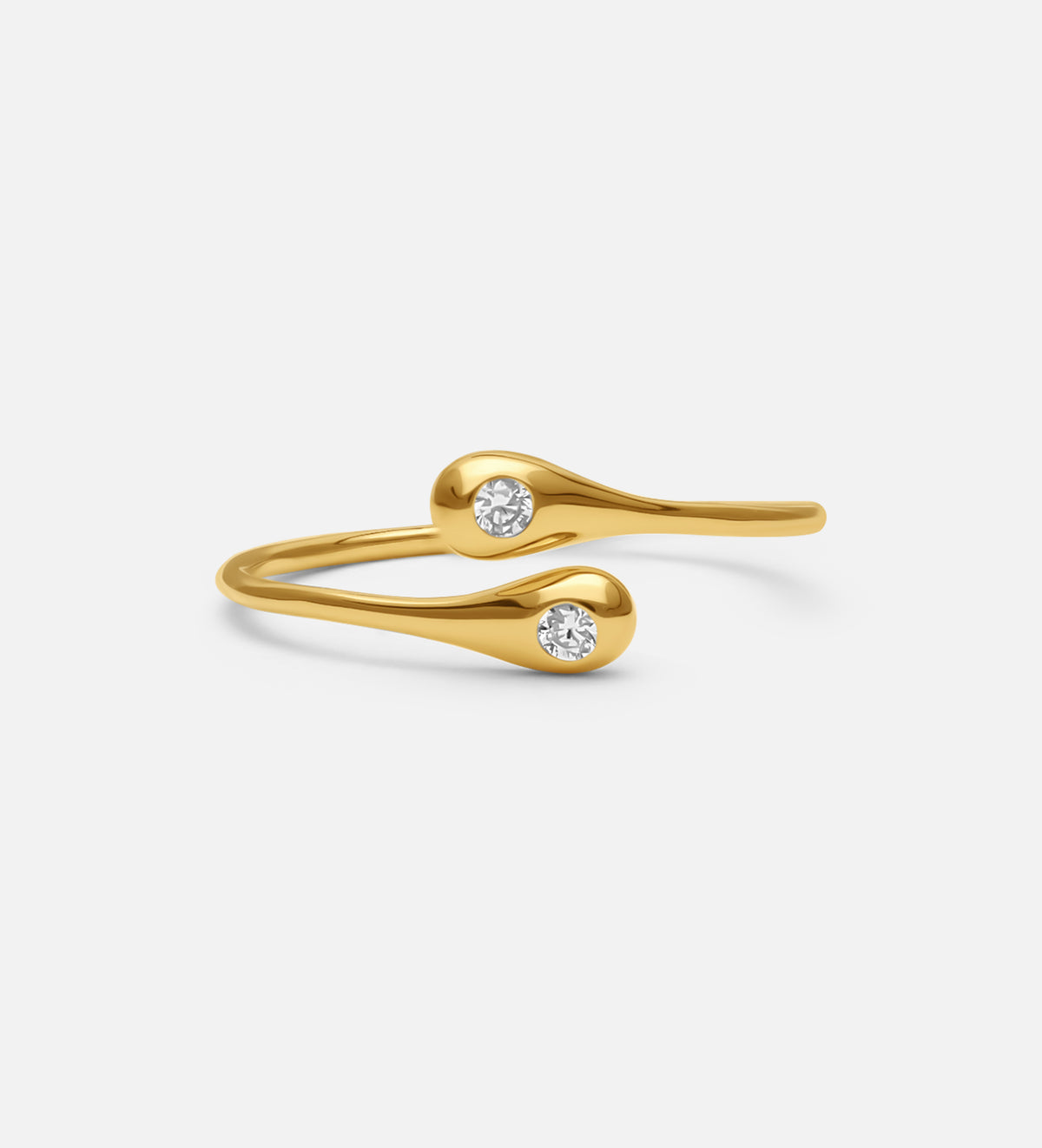 Dew Drops Open Ring in 18k Gold Plating on 925 Silver - Ash & Harry