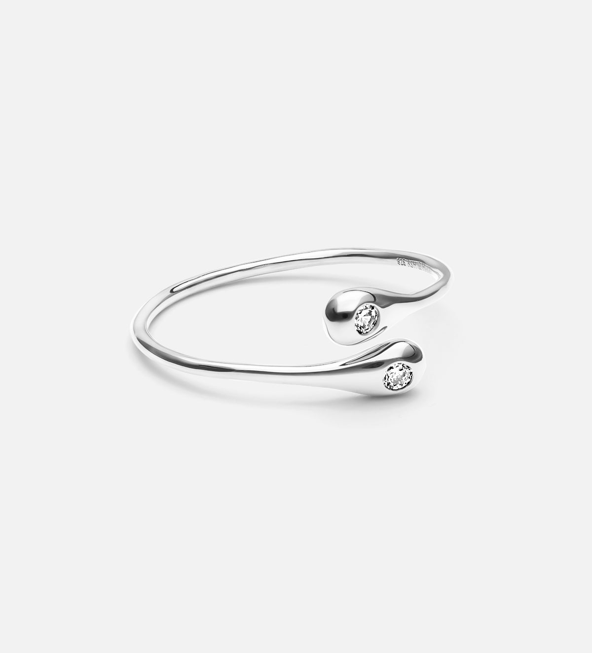 Dew Drops Open Ring in Rhodium Plating on 925 Silver - Ash & Harry